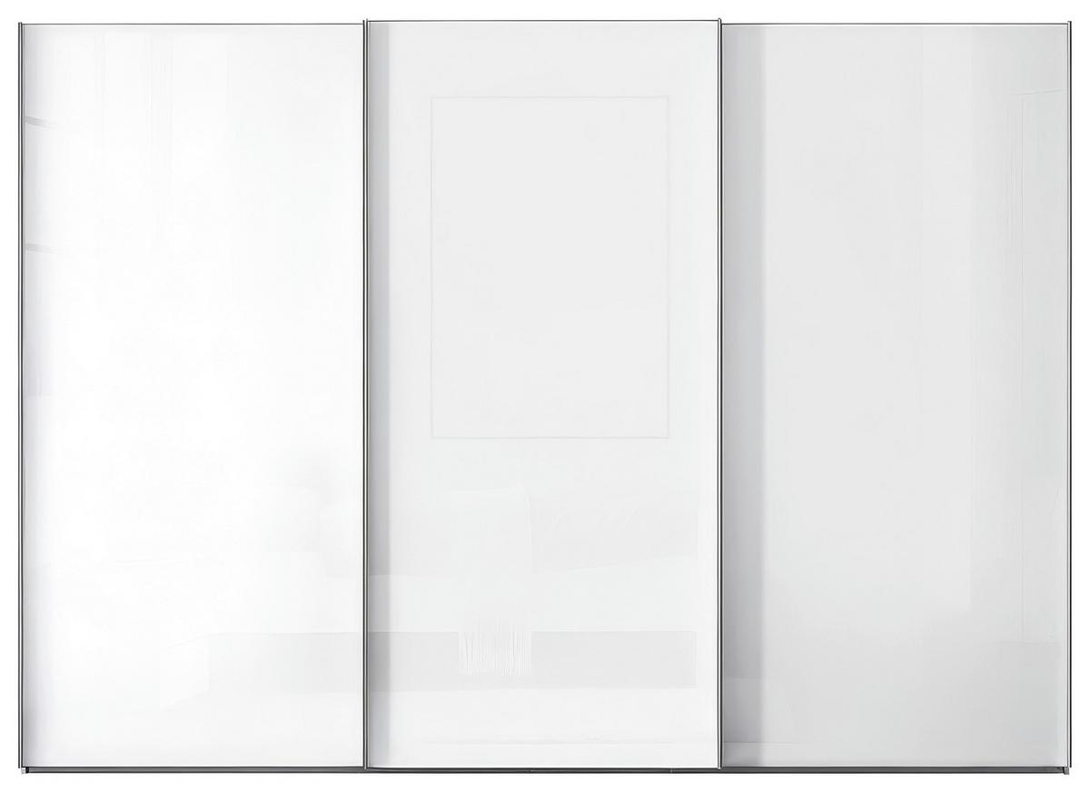 Schwebetürenschrank Lumos Weißglas, B:298cm - Weiß, Trend, Glas/Holzwerkstoff (298/222/68cm) - Luca Bessoni