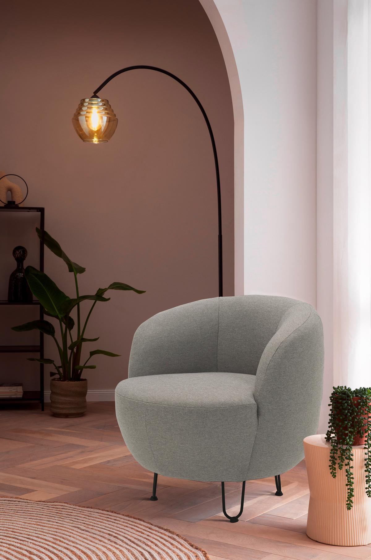 Sessel Hellgrau B: 72 cm - Hellgrau/Schwarz, Design, Textil (72/74/76cm) - MID.YOU