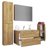 Badezimmer Badinos 5-teilig Honigeiche B: 146 Cm - Honigeiche/Weiß, MODERN, Keramik/Holzwerkstoff (147cm) - MID.YOU