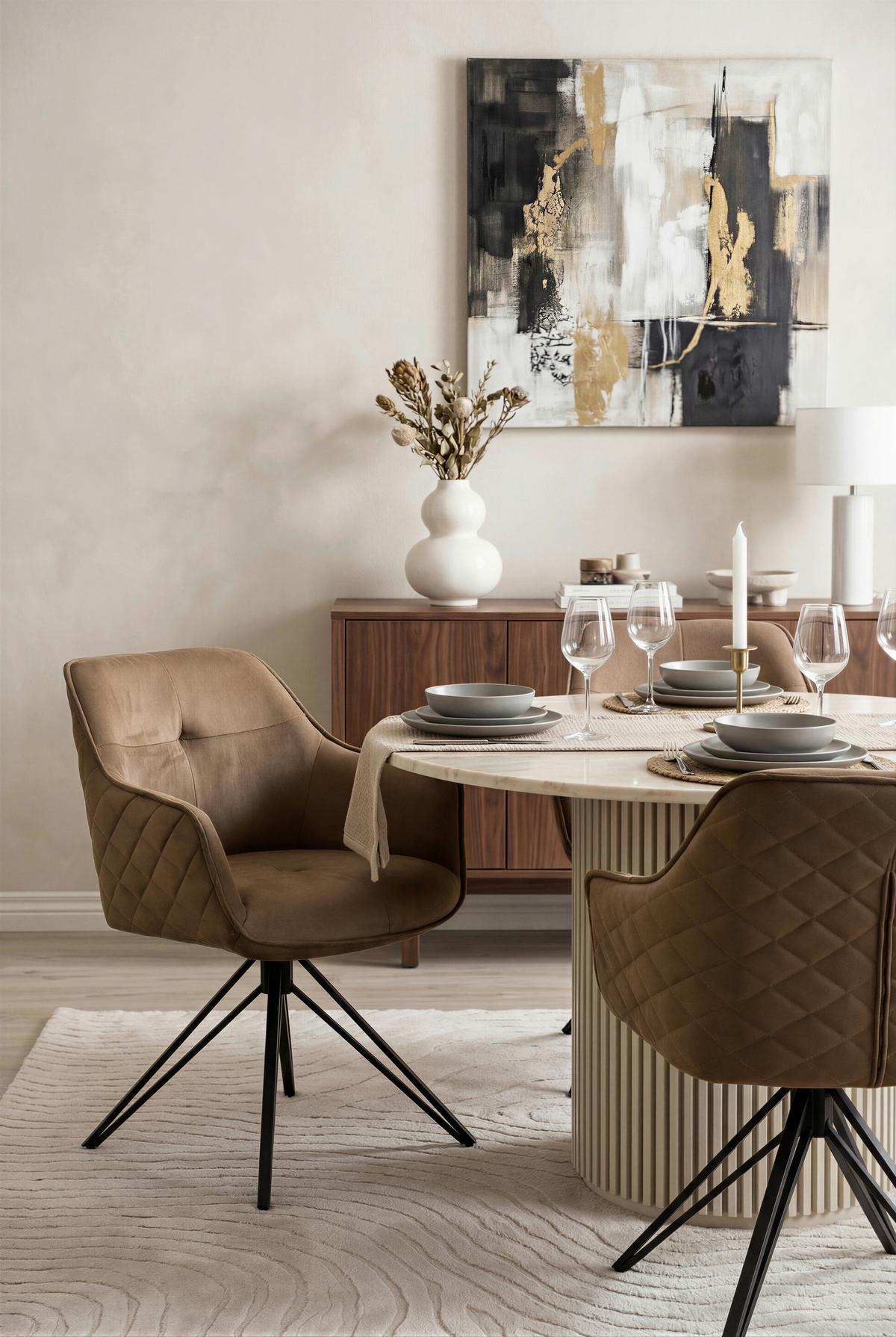 Armlehnstuhl Aurelia Schwarz/Taupe B: 57 cm - Taupe/Schwarz, MODERN, Textil/Metall (57/82/61cm) - Livetastic