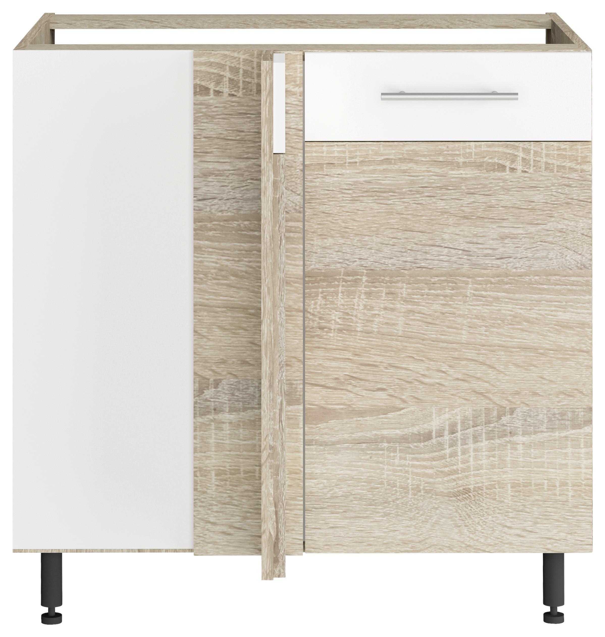 Alsószekrény Corina - Sonoma tölgy/fehér, Modern, műanyag/fa (80(100)/82,4/58cm)