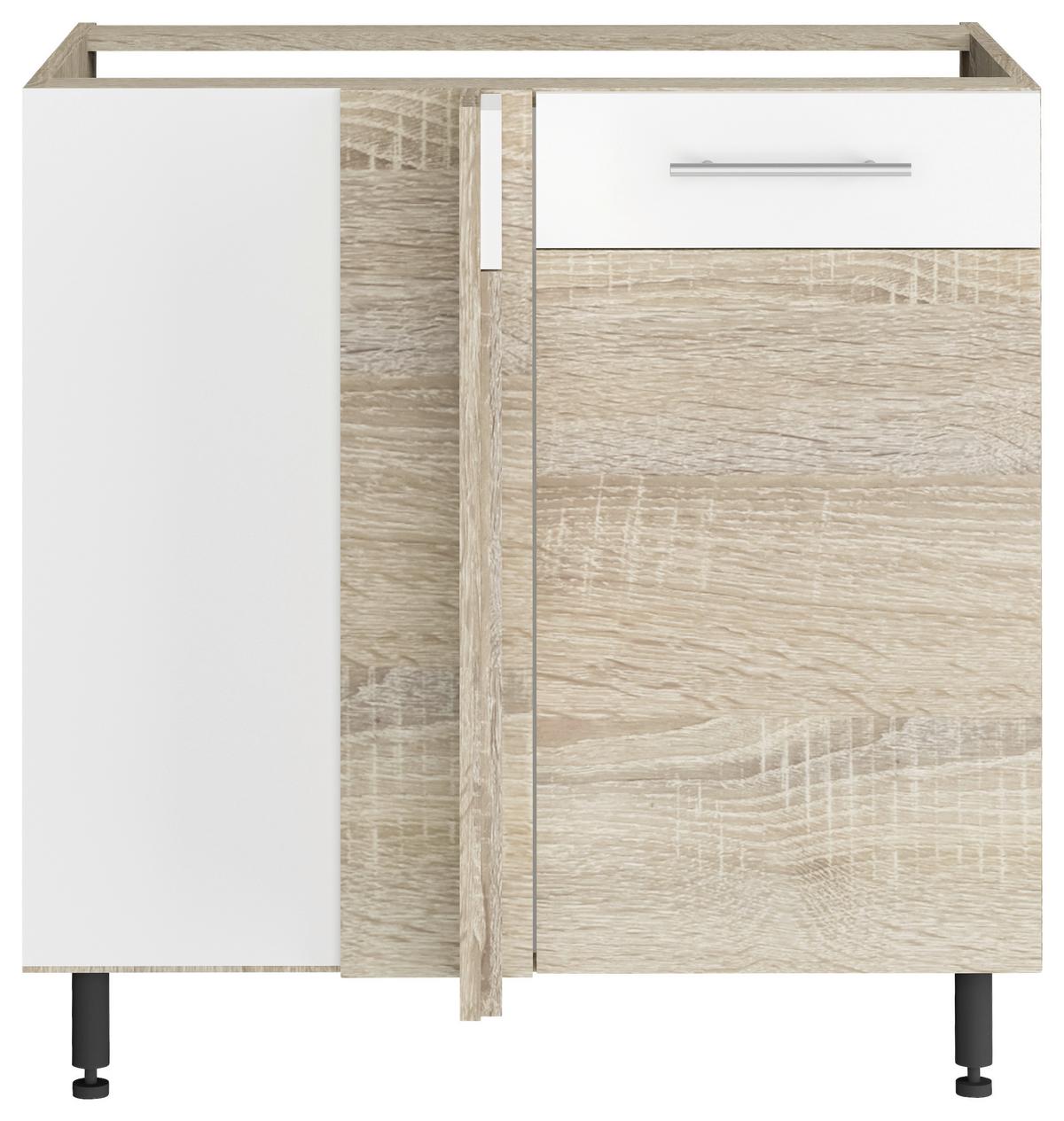 Alsószekrény Corina - Sonoma tölgy/fehér, Modern, műanyag/fa (80(100)/82,4/58cm)