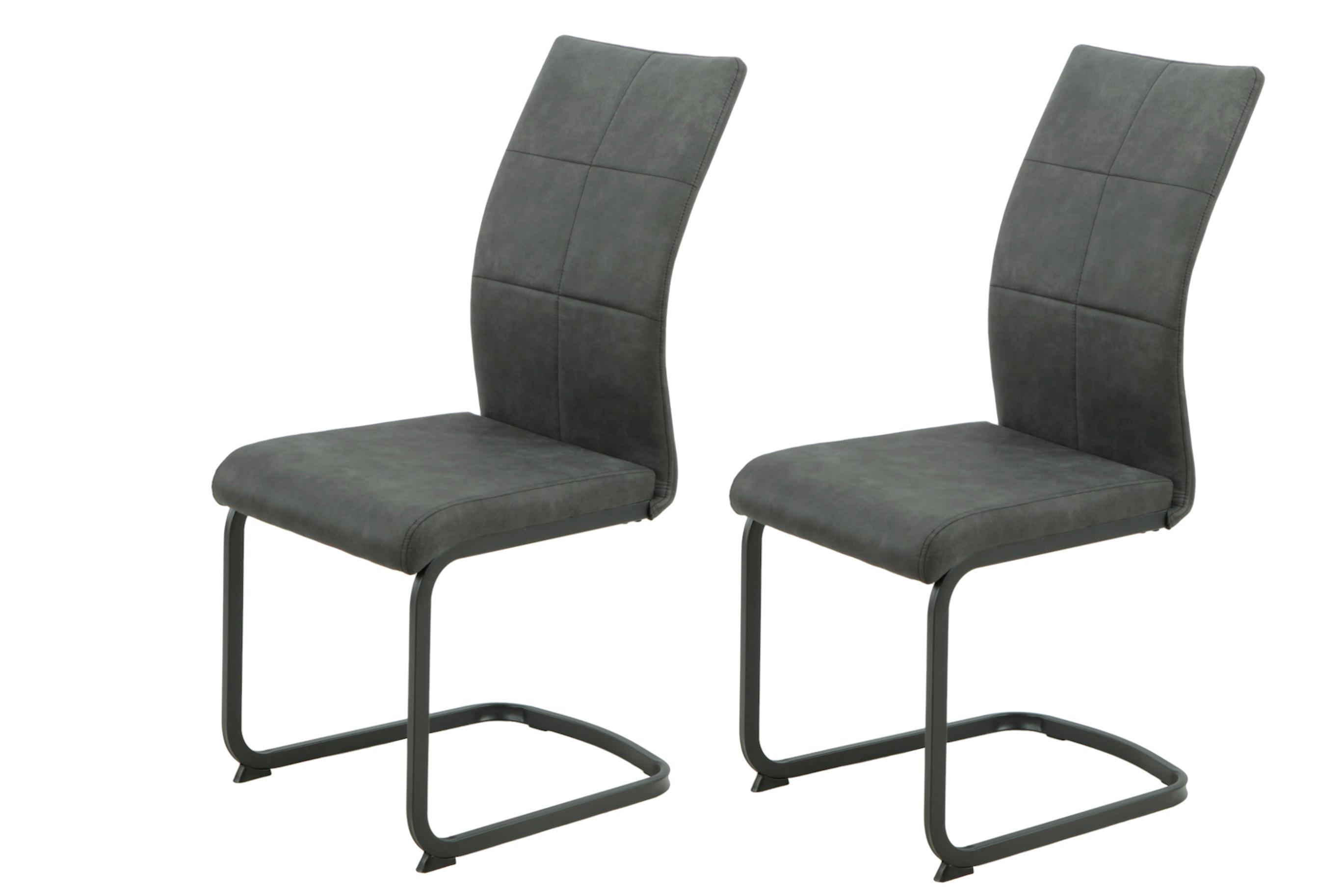 Schwingstuhl-Set Melanie S 2er-Set - Anthrazit/Schwarz, MODERN, Textil/Metall (42/98/60cm) - MID.YOU