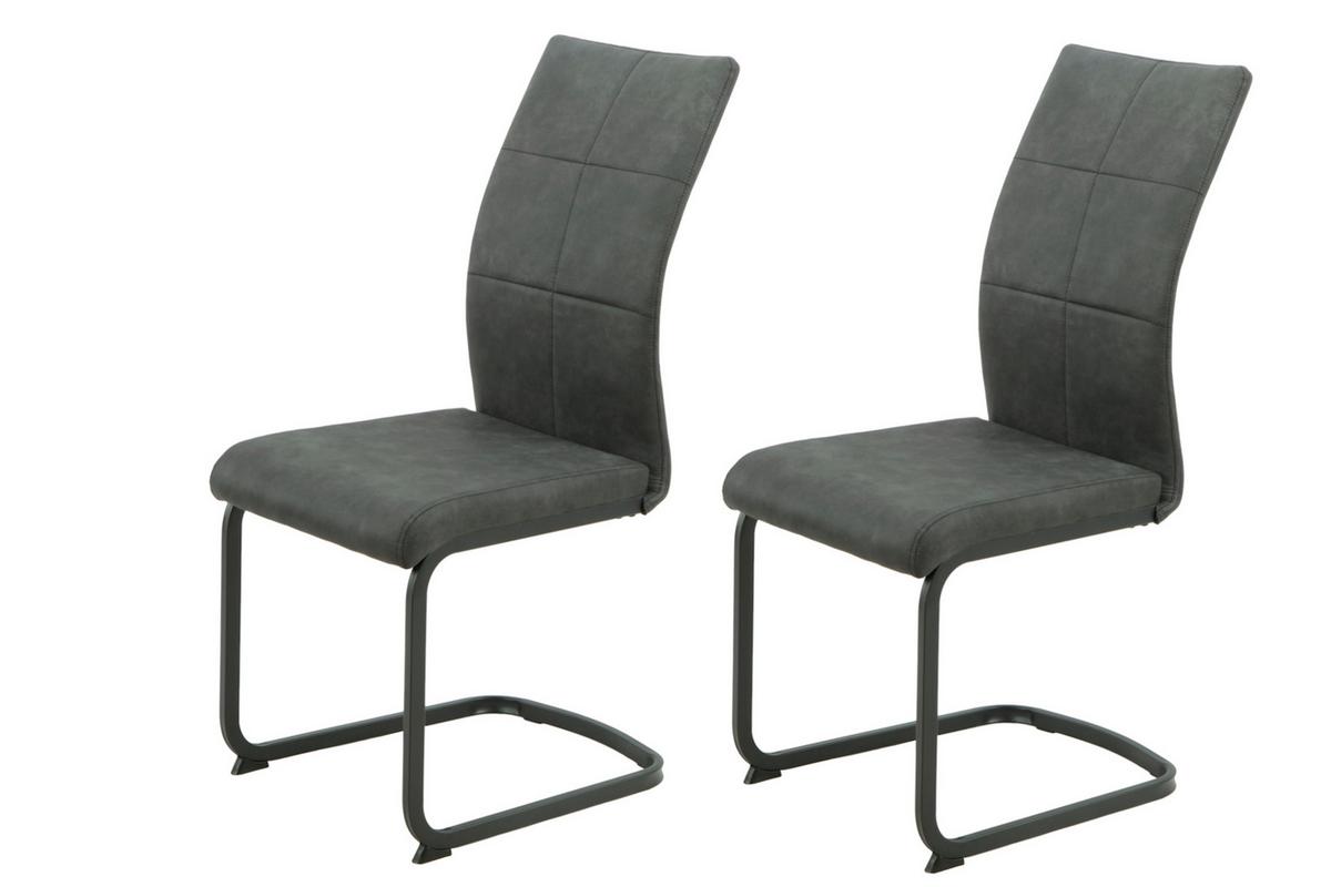 Schwingstuhl-Set Melanie S 2er-Set - Anthrazit/Schwarz, MODERN, Textil/Metall (42/98/60cm) - MID.YOU