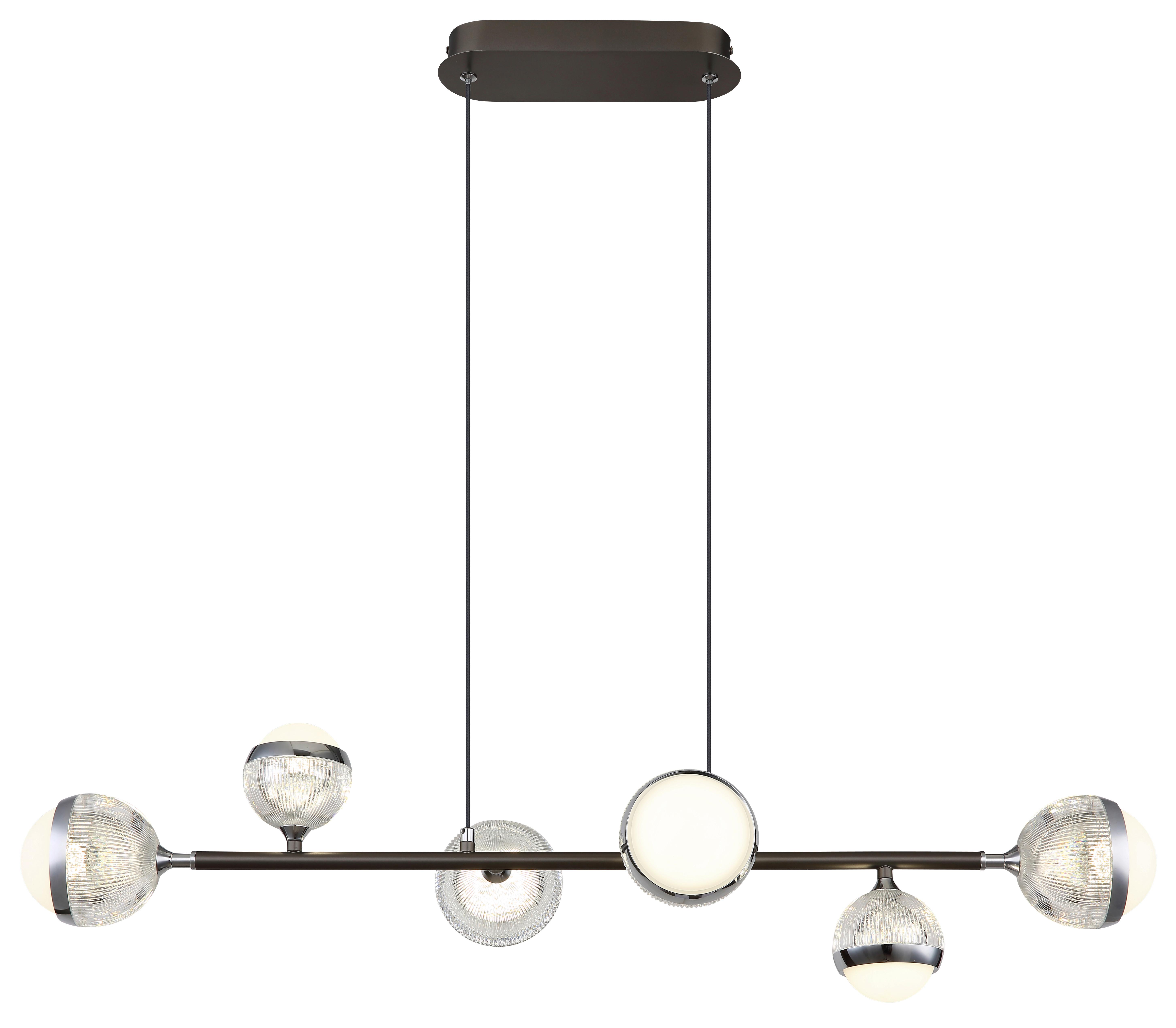 LED-Hängeleuchte 56011-6 - Klar/Chromfarben, KONVENTIONELL, Kunststoff/Metall (91/28cm) - Globo