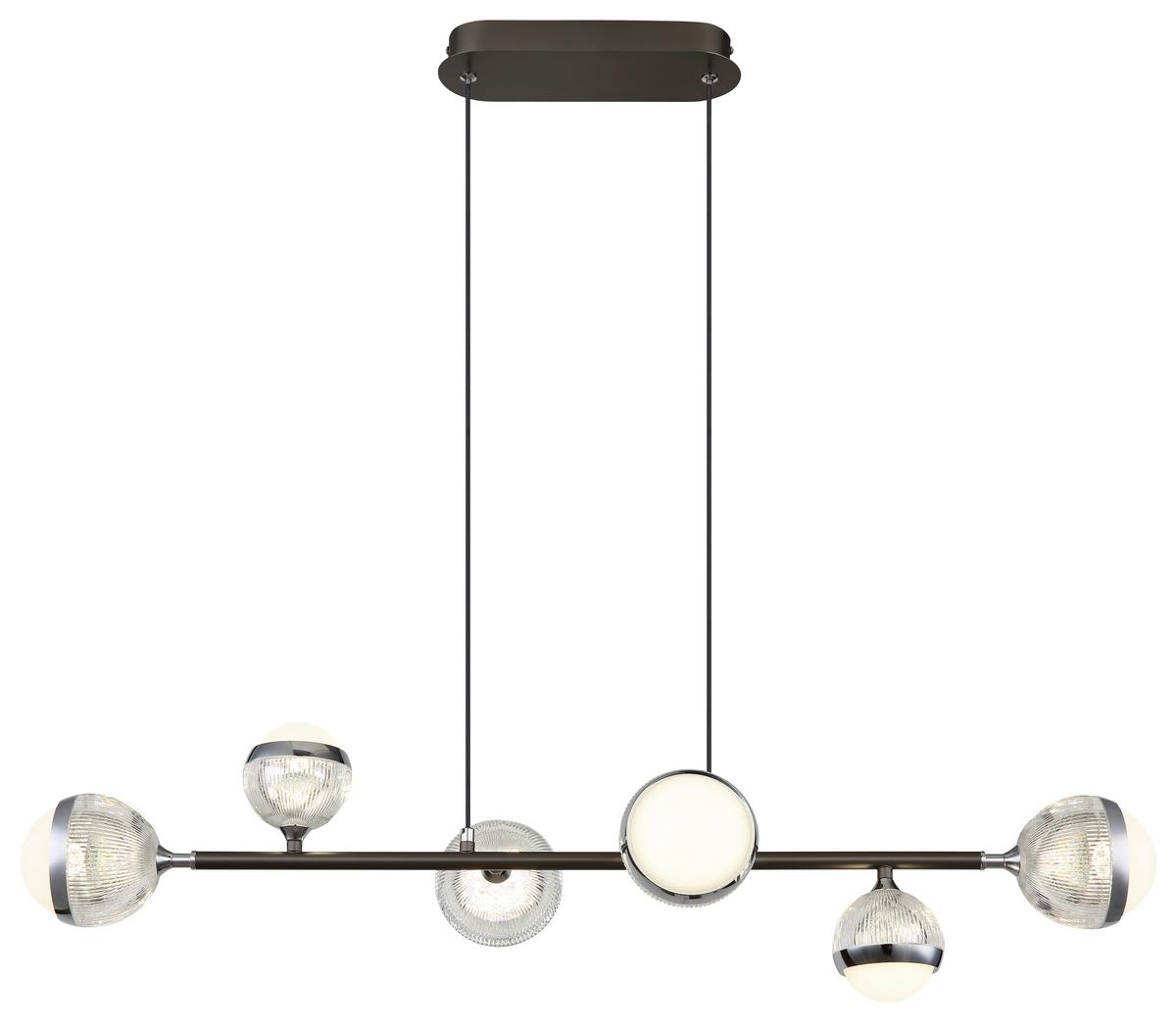 LED-Hängeleuchte 56011-6 - Klar/Chromfarben, KONVENTIONELL, Kunststoff/Metall (91/28cm) - Globo