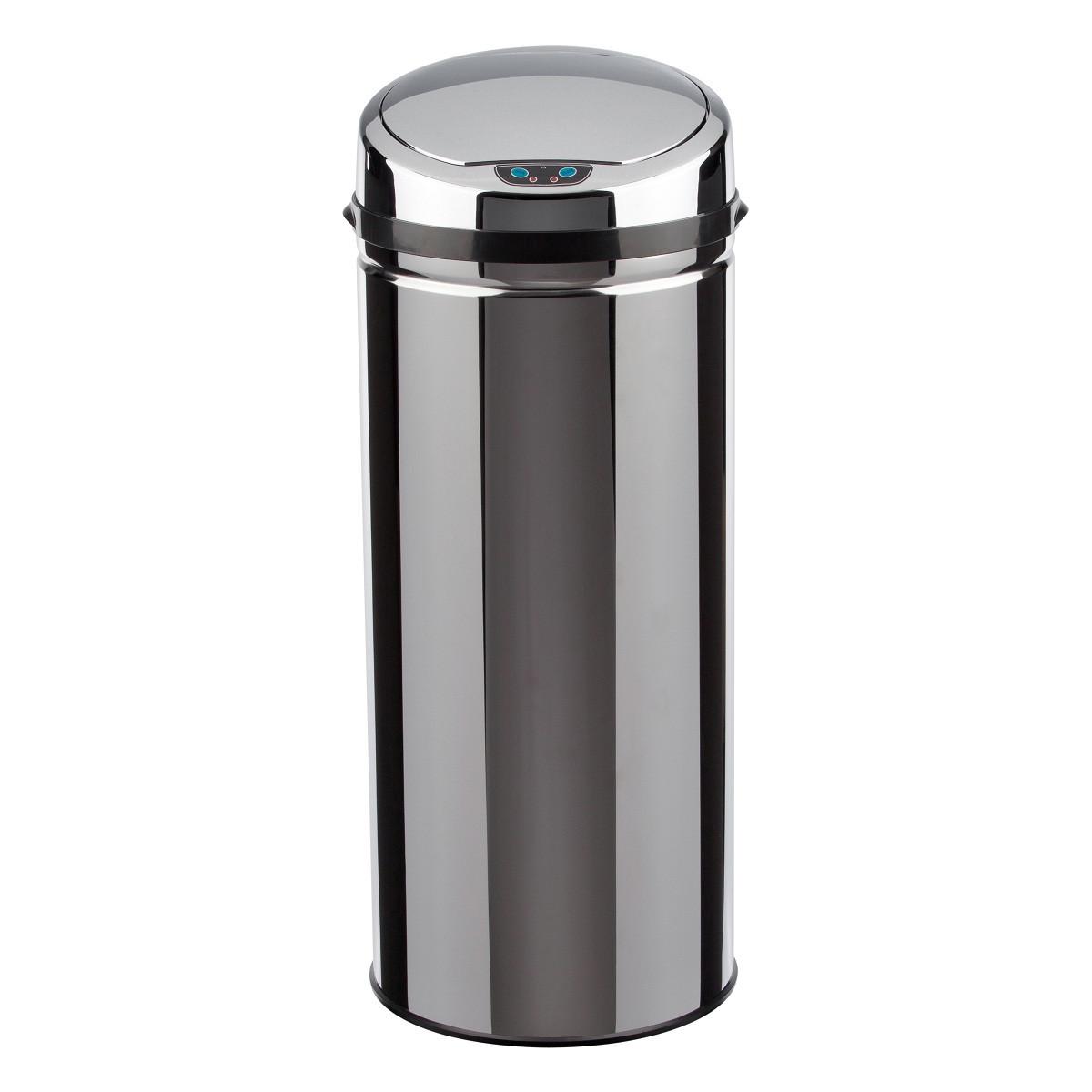 Mülleimer Inox mit Deckel 42l Edelstahl Silber - Silberfarben/Schwarz, Trend, Kunststoff/Metall (31/31/79,5cm) - Echtwerk