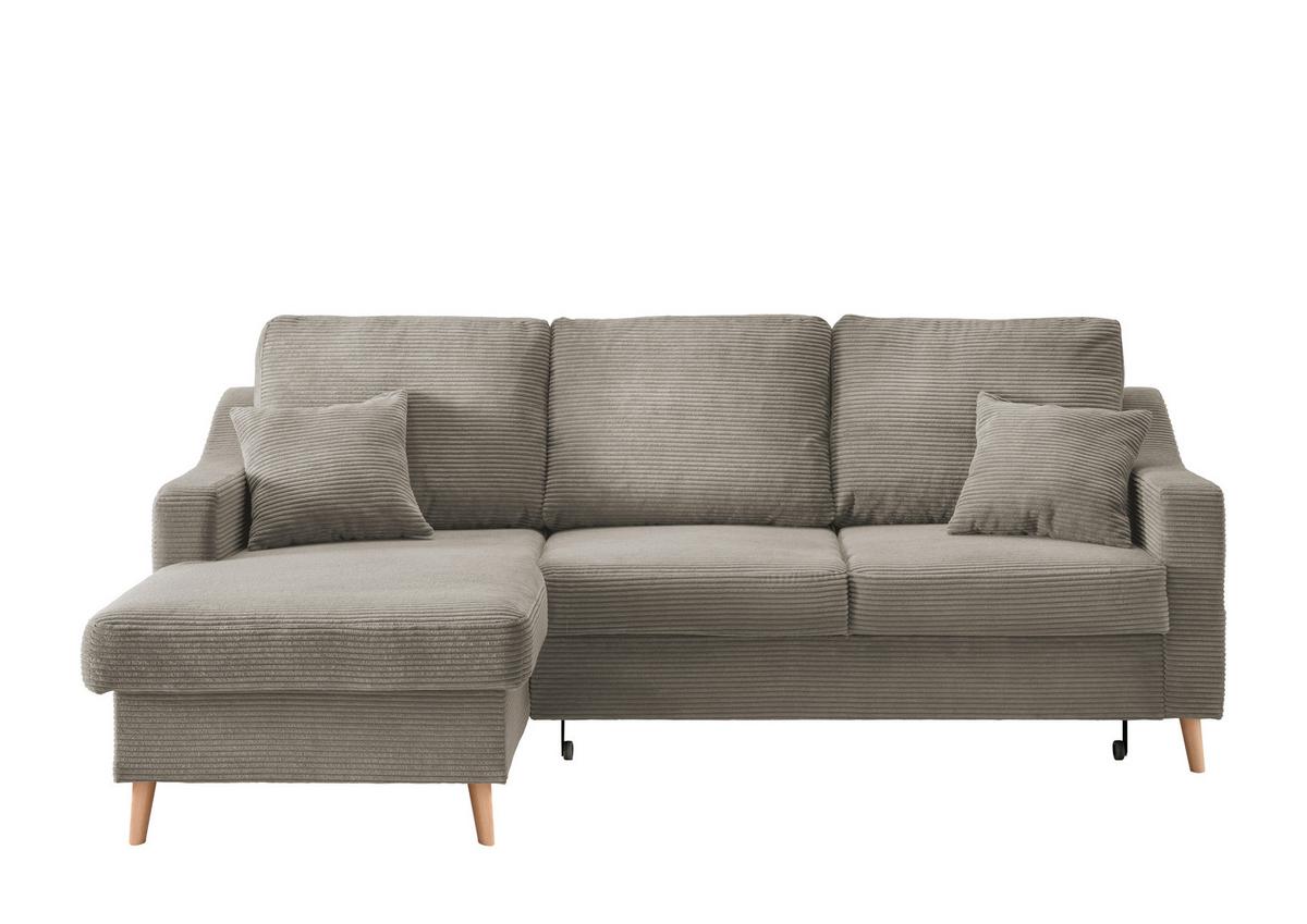 Ecksofa Valentina - Graubraun/Naturfarben, Design, Textil (150/228cm) - P & B