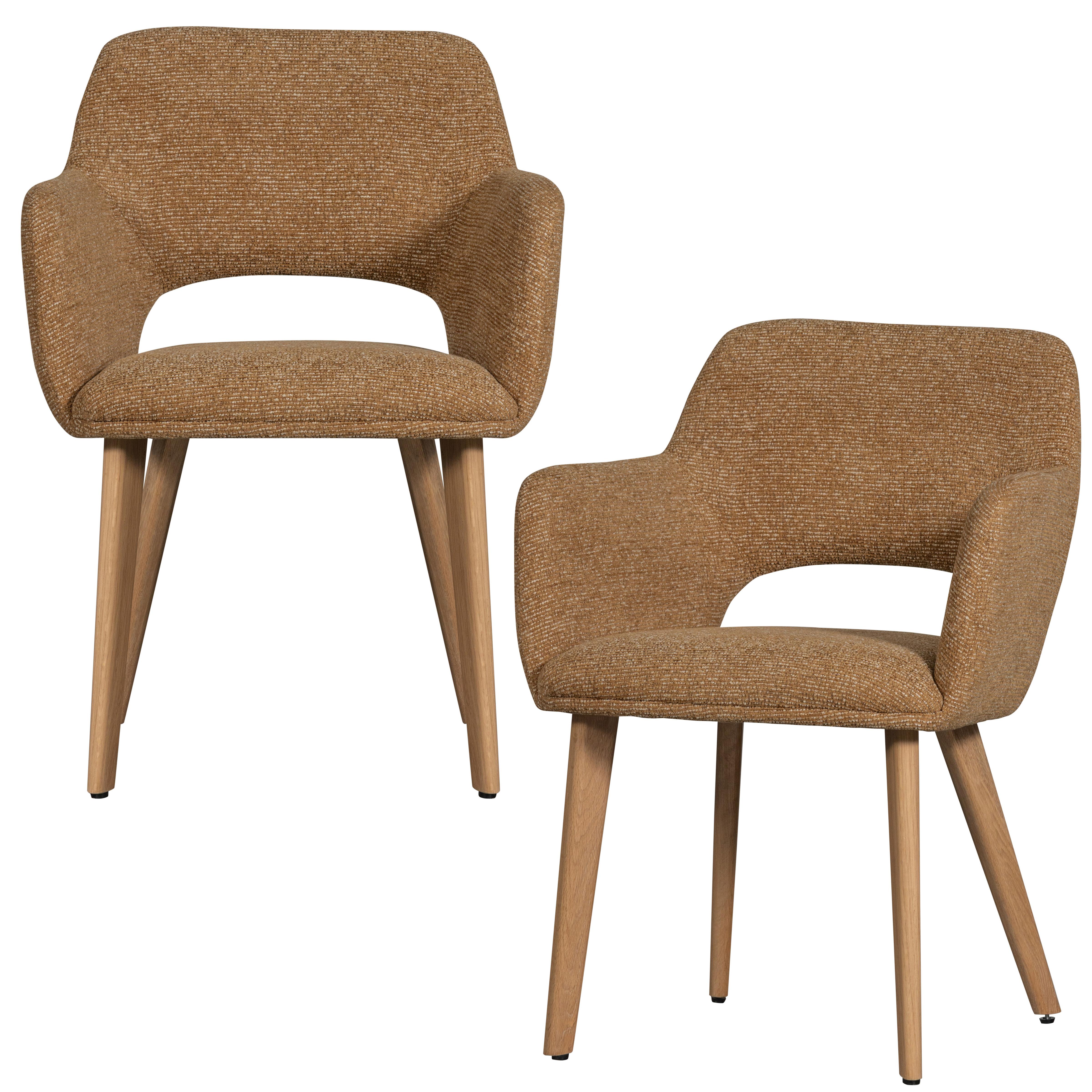 Armlehnstuhl-Set Murat Gelb/Naturfarben B: 61cm - Gelb/Naturfarben, MODERN, Holz/Textil (61/86/60cm) - Livetastic
