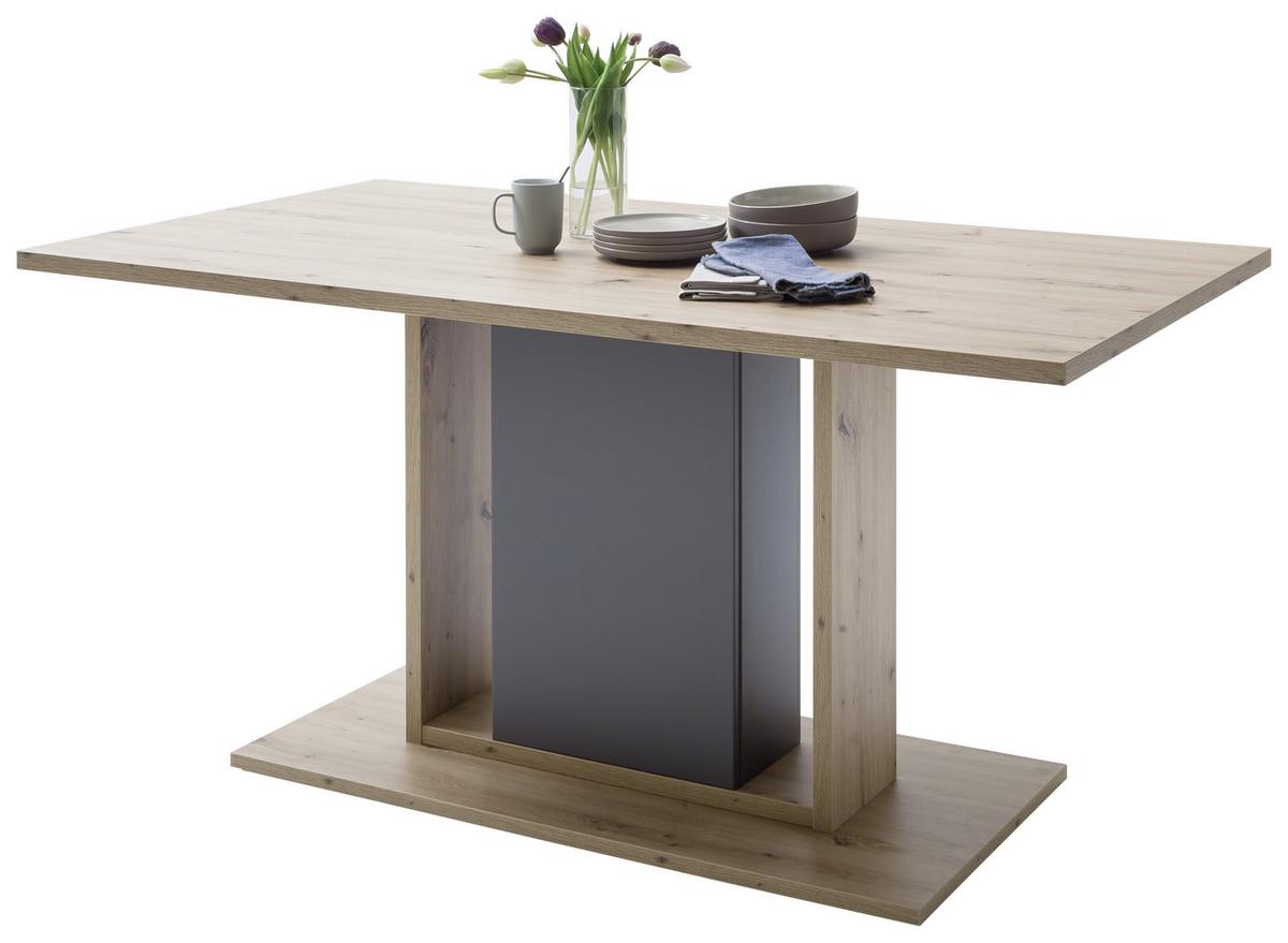 Esstisch Lizzano 160x77 Cm Grau/eiche Dekor - Eichefarben/Grau, Design, Holzwerkstoff (160/77/90cm) - MID.YOU