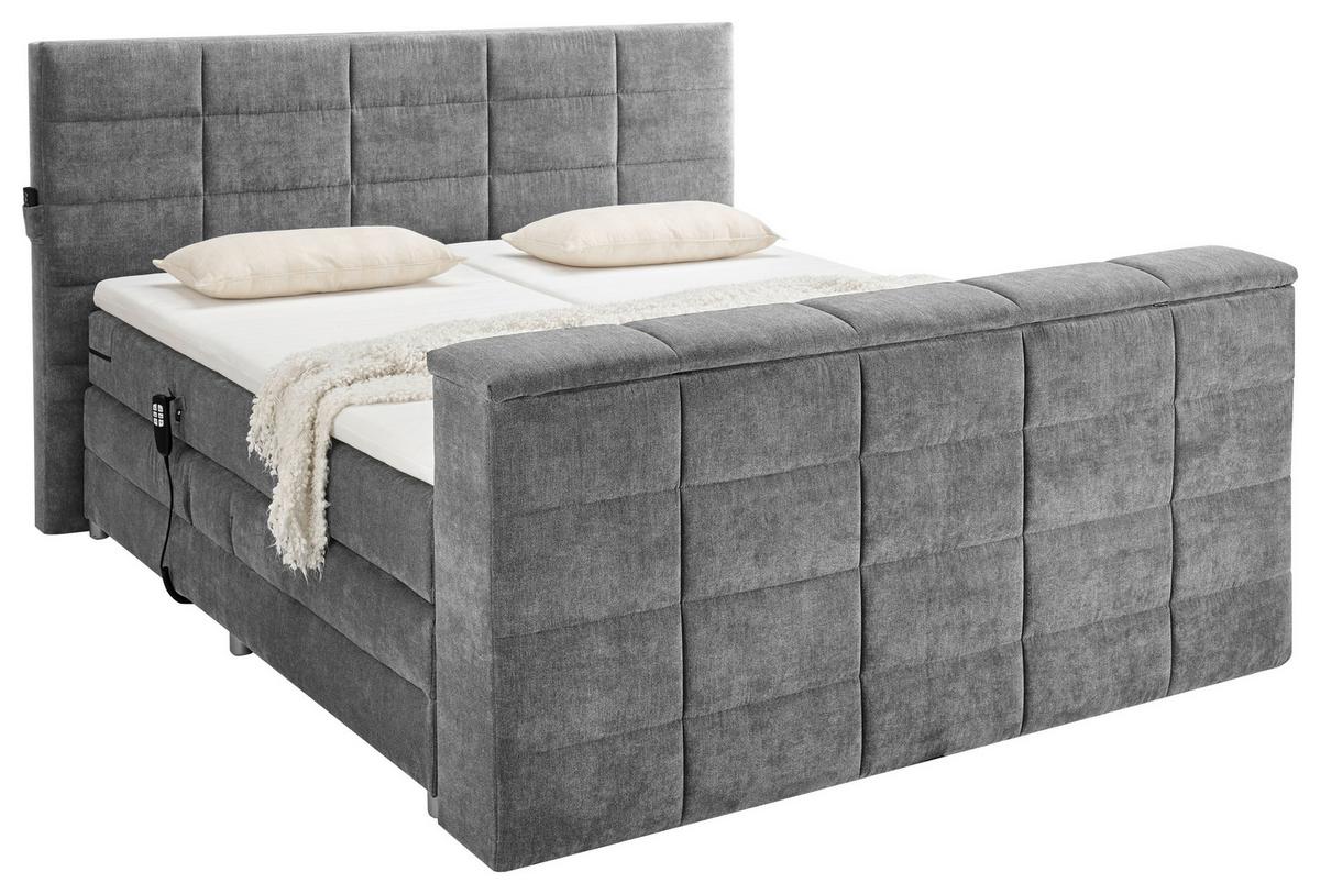 Boxspringbett Mit Topper 180x200 Cm Denver - Grau, KONVENTIONELL, Textil (180/200cm) - Carryhome