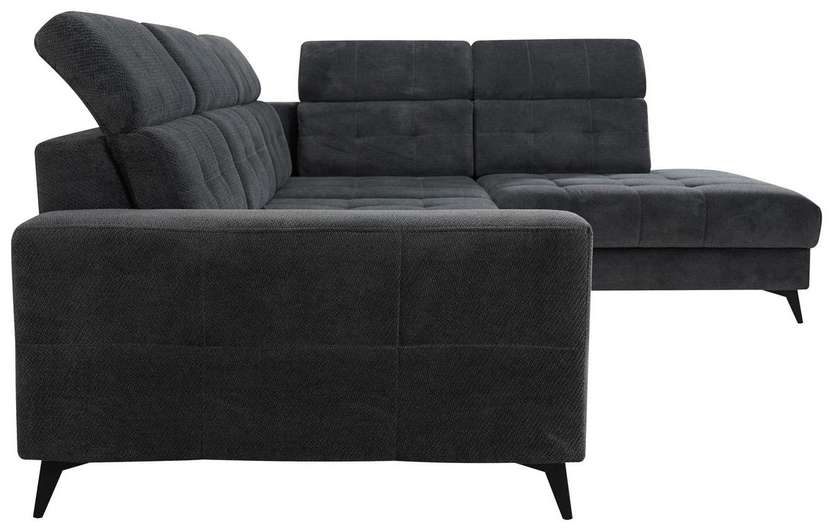 Ecksofa Barletta New Dunkelgrau, Lf: 146x227 cm - Dunkelgrau/Schwarz, ROMANTIK / LANDHAUS, Textil (289/228cm) - Luca Bessoni