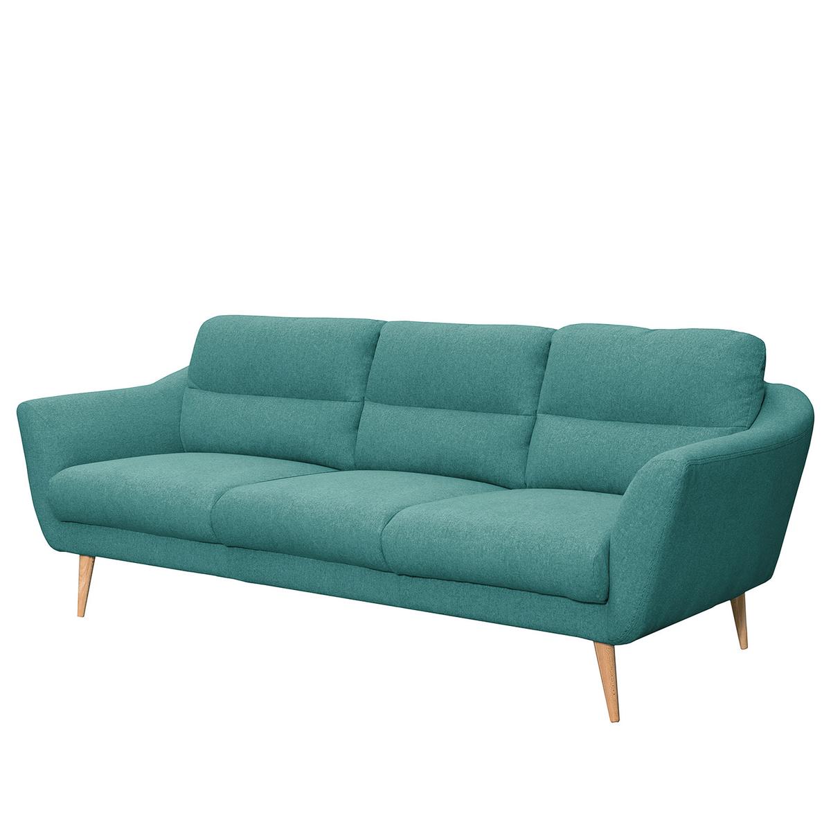 3-Sitzer-Sofa Tromso Türkis B: 209 cm - Türkis/Buchefarben, Design, Textil (209/87/88cm) - Livetastic