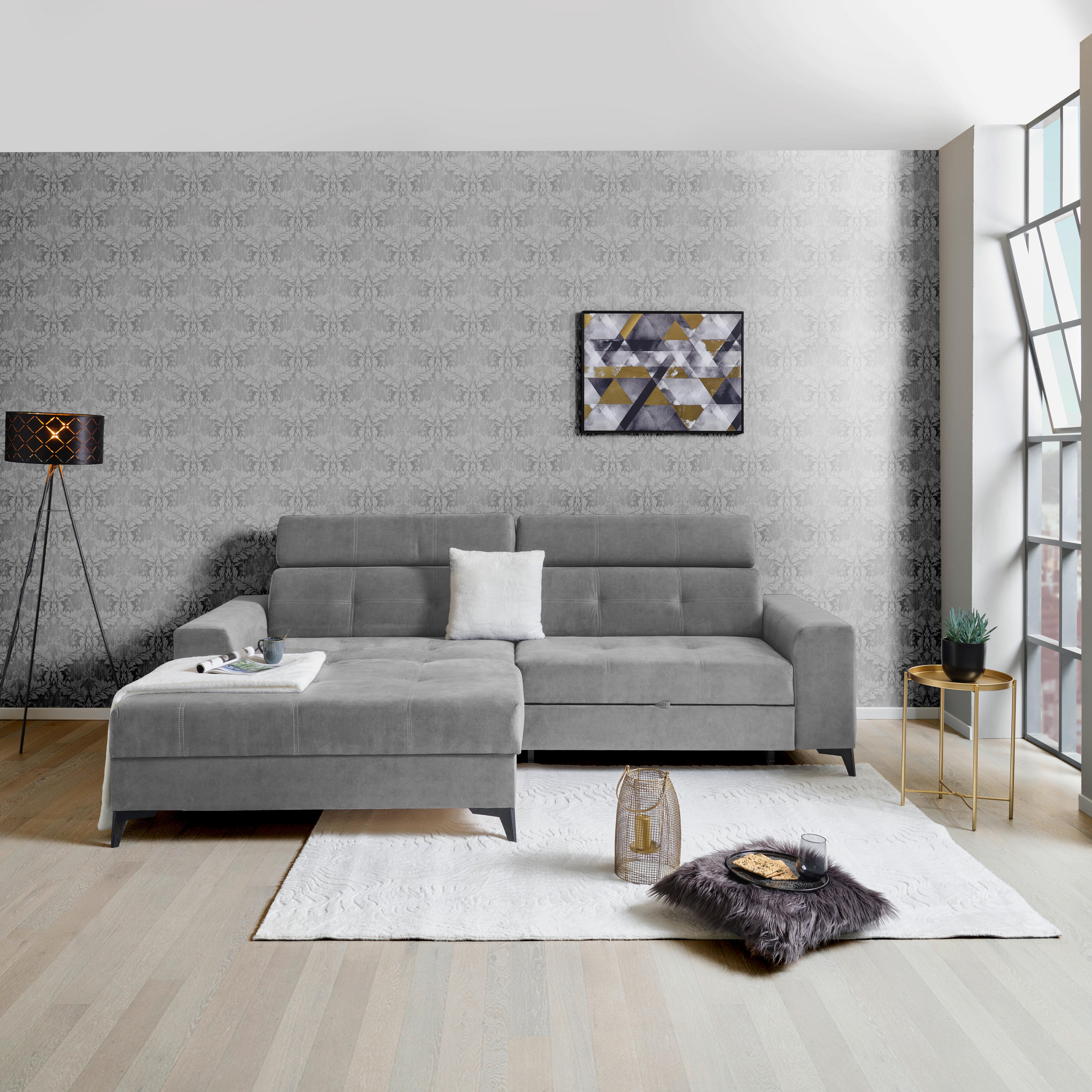 Wohnlandschaft Florida - Hellgrau, MODERN, Holz/Holzwerkstoff (175/275cm)
