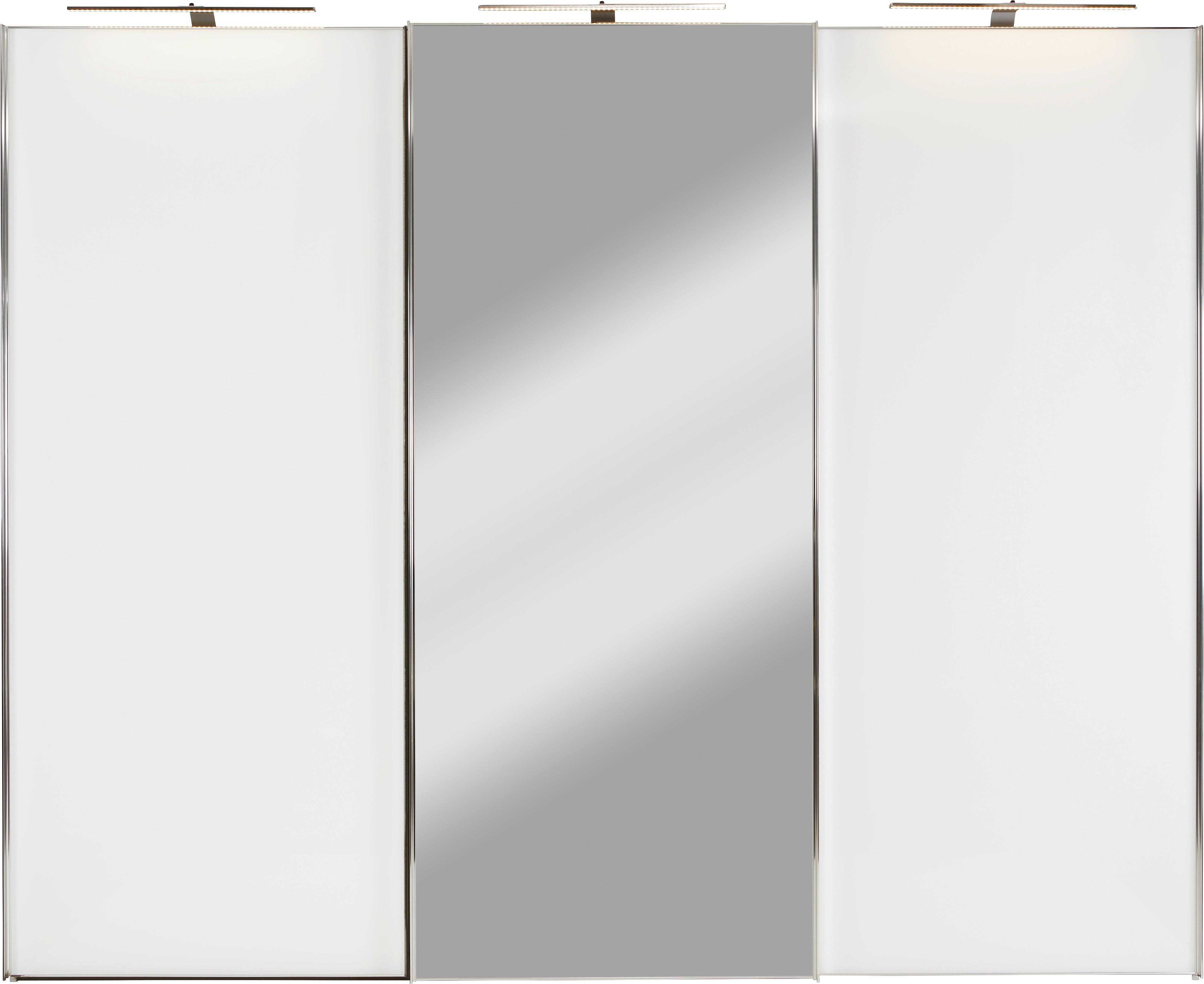 Šatníková Skriňa So Zrkadlom Sonate Rom, 280x240 Cm, Biela - biela/chrómová, Moderný, kov/drevo (280/240/68cm) - Luca Bessoni