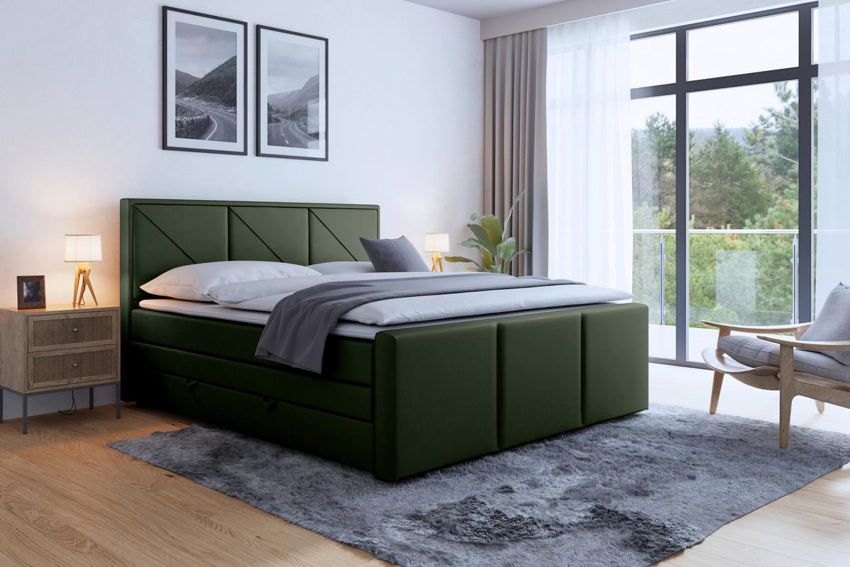 Boxspringbett Bologna 180x200 cm Grün - Grün, MODERN, Holz/Kunststoff (180/200cm) - MID.YOU