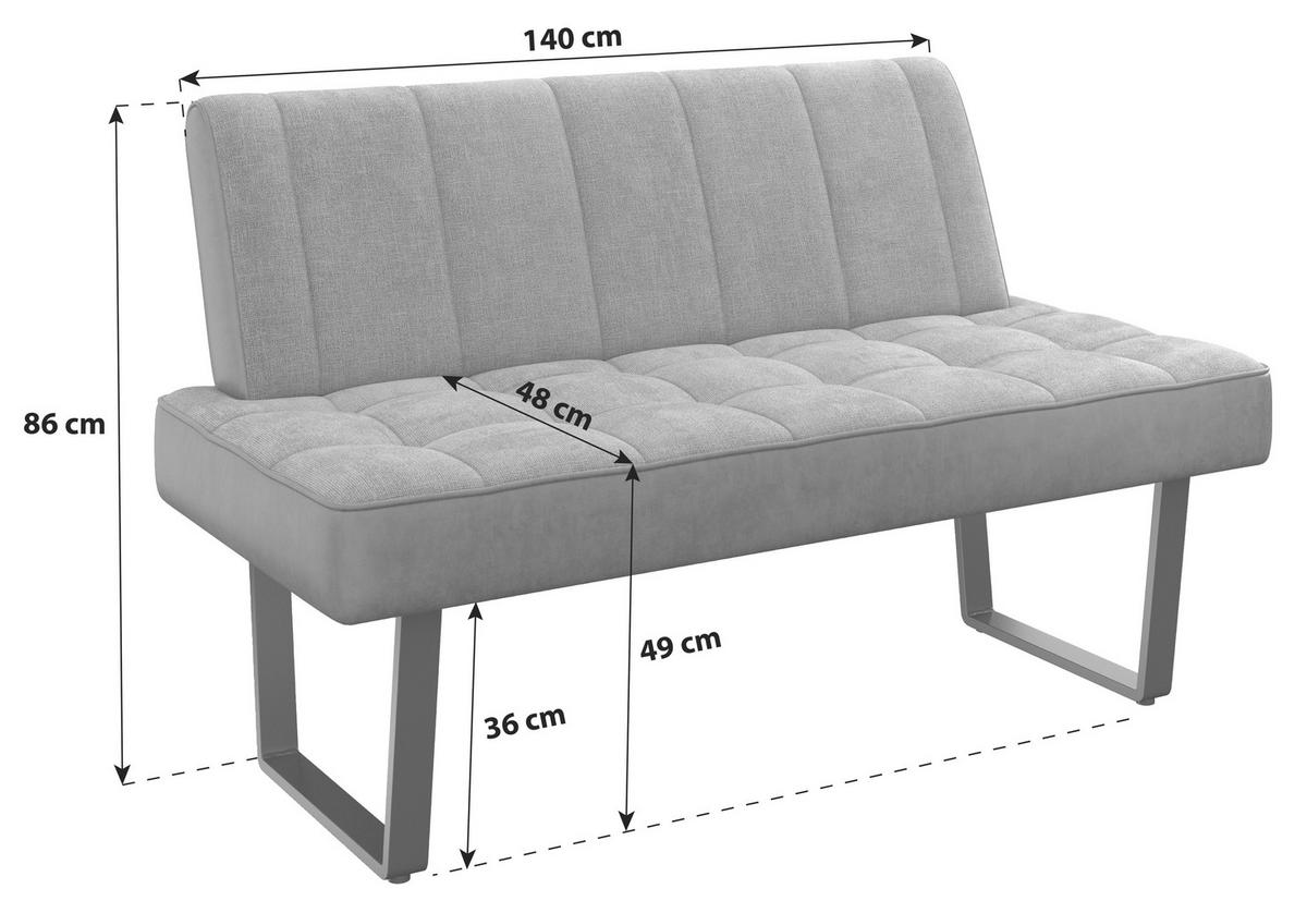 Ülőpad Pag - világosszürke/fekete, Konventionell, textil/fém (140/86/70cm) - MID.YOU