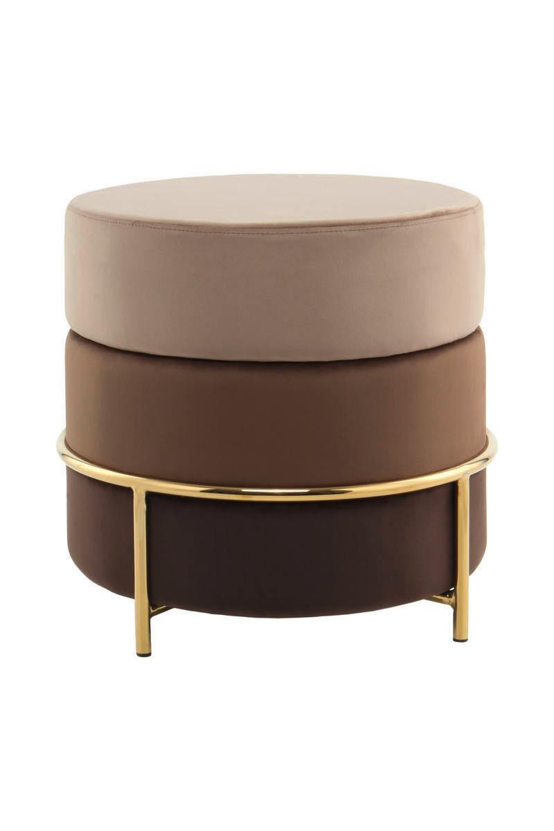 Hocker Pouf Samt Braun H: 46 cm Rund