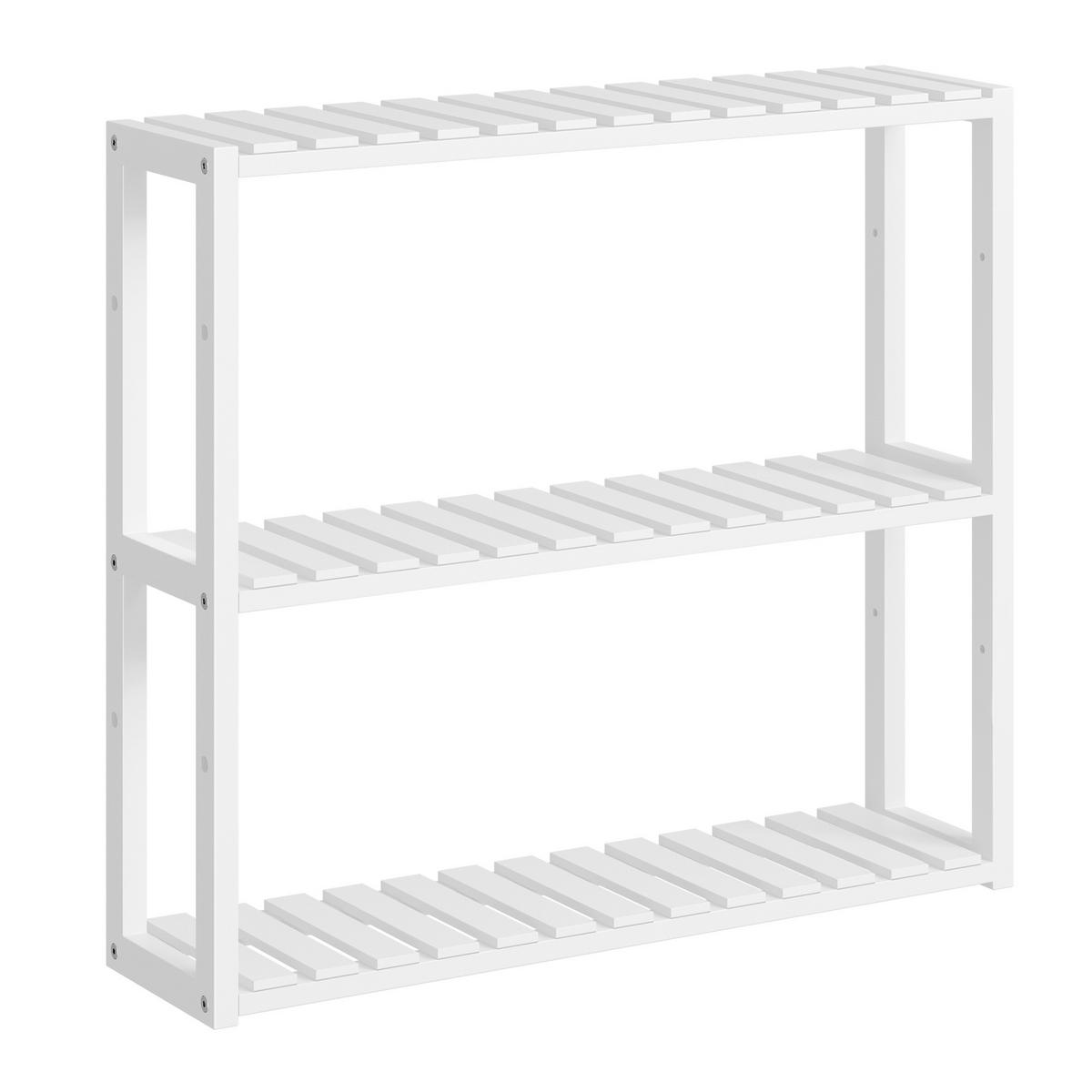 Badezimmerregal Bamboo Shelf Weiß B: 60 Cm - Weiß, Basics, Holz (60/54/15cm)