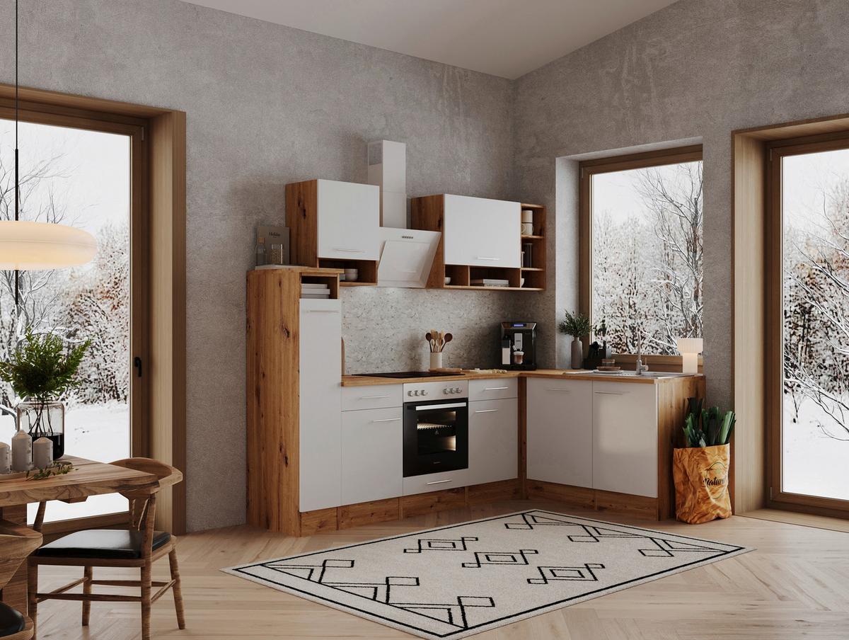 Eckküche Mit Geräten 250x172cm Eichefarben/weiß - Eichefarben/Weiß, Basics, Holzwerkstoff (250/172cm) - Respekta