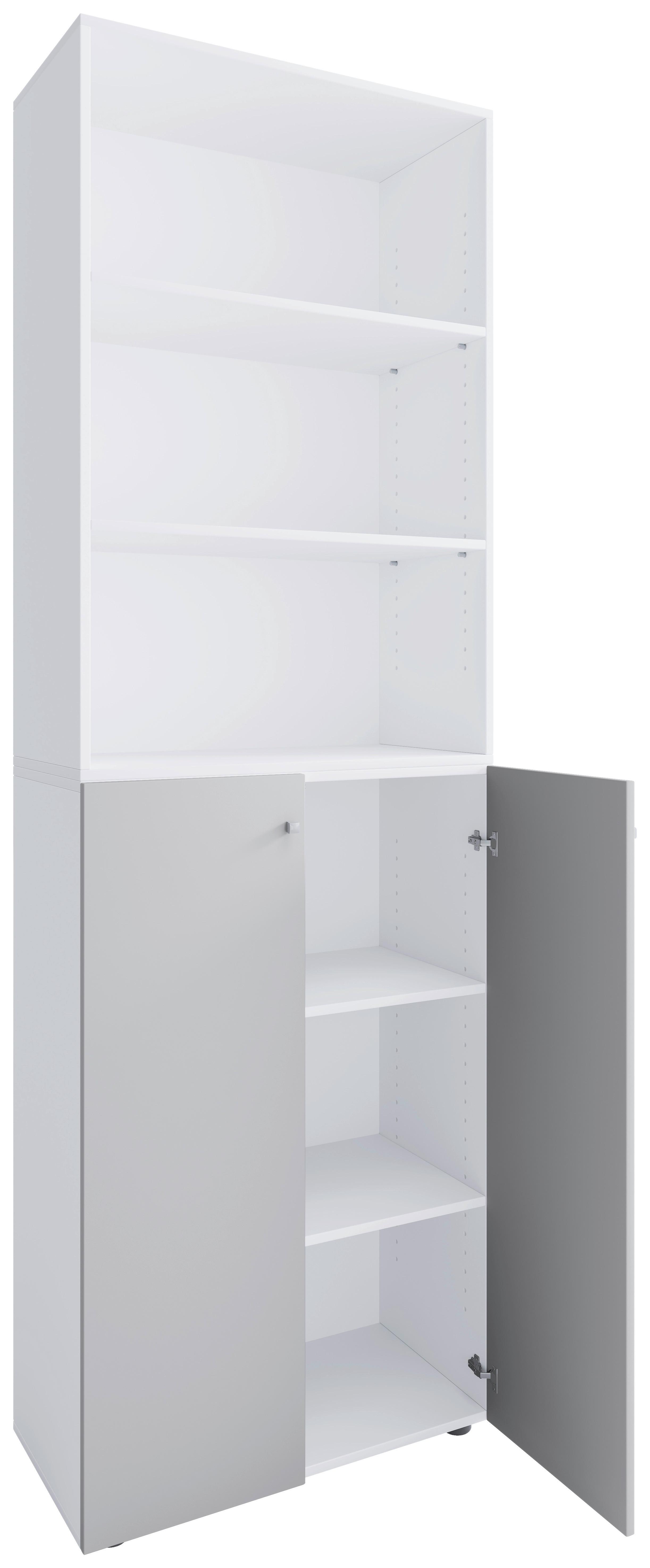 Schuhschrank Lona Grau Weiß B: 70 cm - Schwarz/Weiß, Design, Holzwerkstoff (70/220/40cm) - MID.YOU