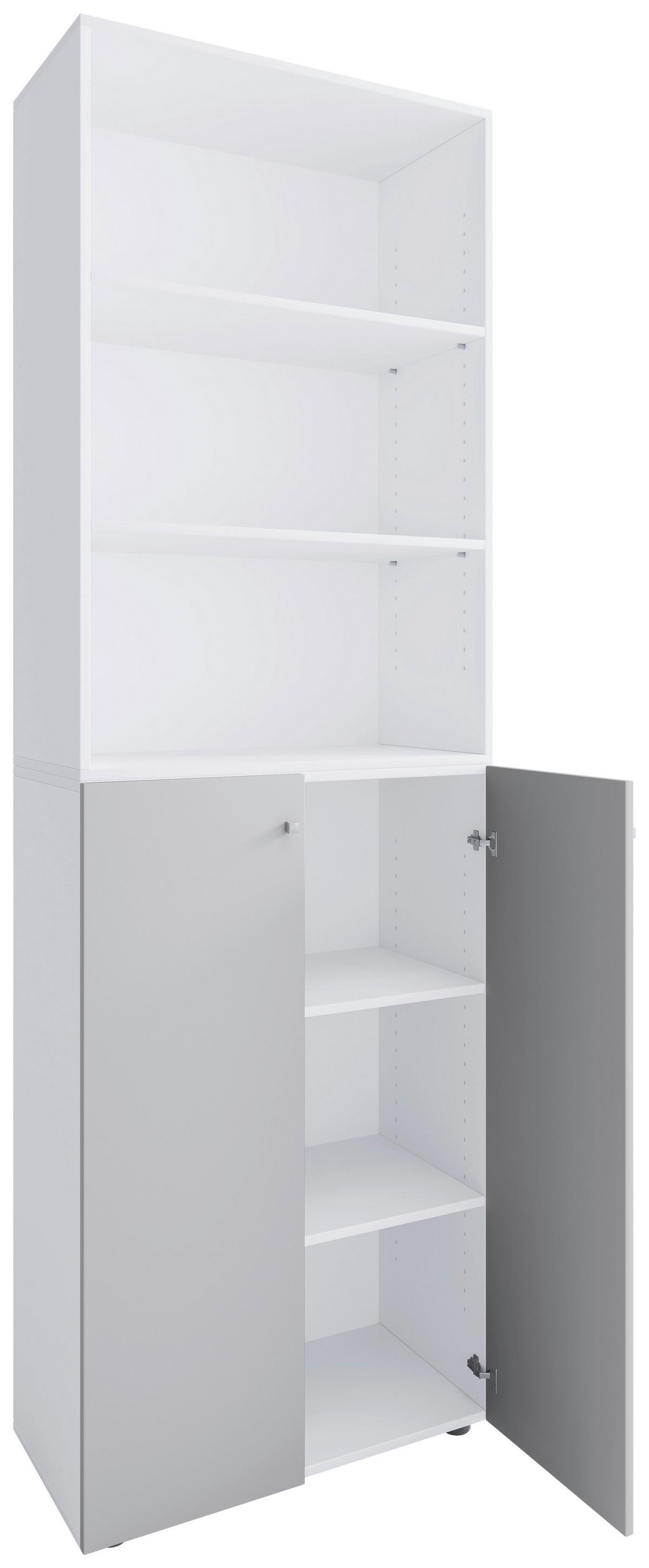 Schuhschrank Lona Grau Weiß B: 70 cm - Schwarz/Weiß, Design, Holzwerkstoff (70/220/40cm) - MID.YOU