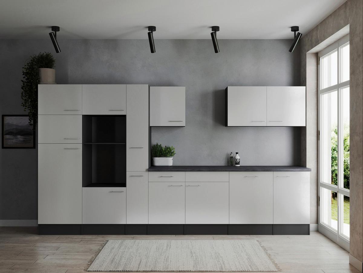 Küchenleerblock Oliver Grau, Weiß B: 370 Cm - Weiß/Grau, Design, Holzwerkstoff (370cm) - Respekta