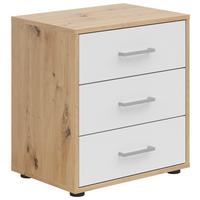 Nachtkästchen Smart 3 Eiche Artisan/Weiß H: 54 cm - Grauweiß/Schwarz, Basics, Holzwerkstoff (50/54/35cm)