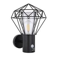 Außenleuchte + Bewegungsmelder Horace 15 Watt Edelstahl - Klar/Schwarz, Basics, Kunststoff/Metall (22,5/27,5/34cm) - Globo