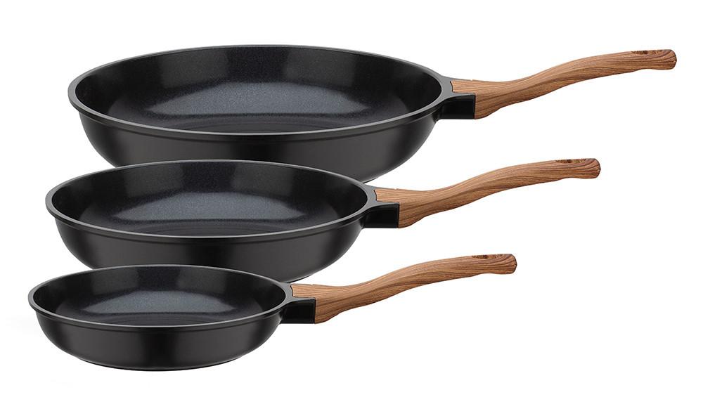 Pfannenset 3-Teilig. Aluminium, schwarz - Schwarz, Basics, Metall (20+24+28cm) - GSW