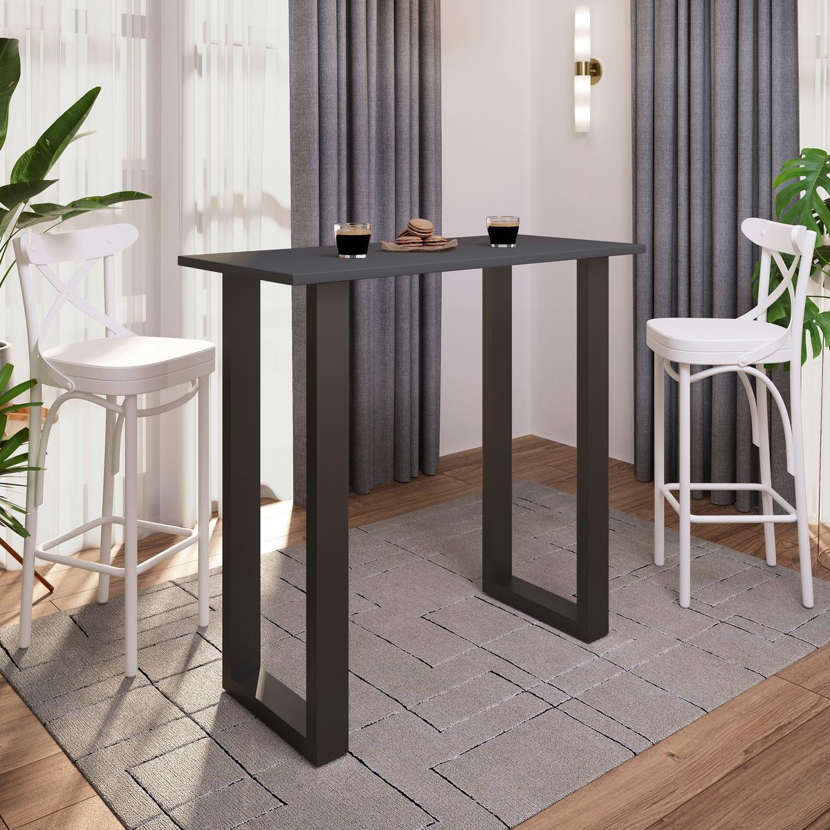 Bartisch Xona B 110x50 - Anthrazit/Schwarz, KONVENTIONELL, Holzwerkstoff/Metall (110/50/102cm)