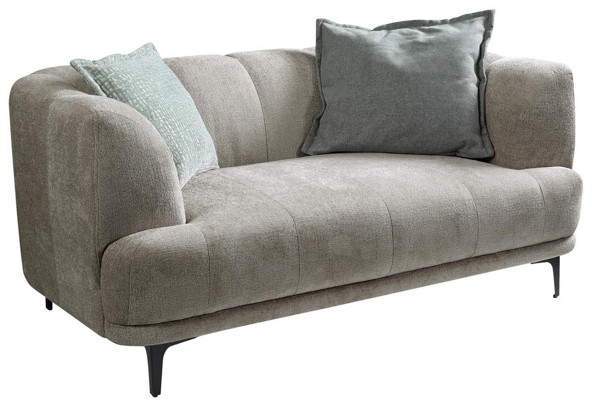 2-Sitzer-Sofa Lou Graubraun, 166 cm - Graubraun/Schwarz, Design, Textil (166/77/106cm) - MID.YOU