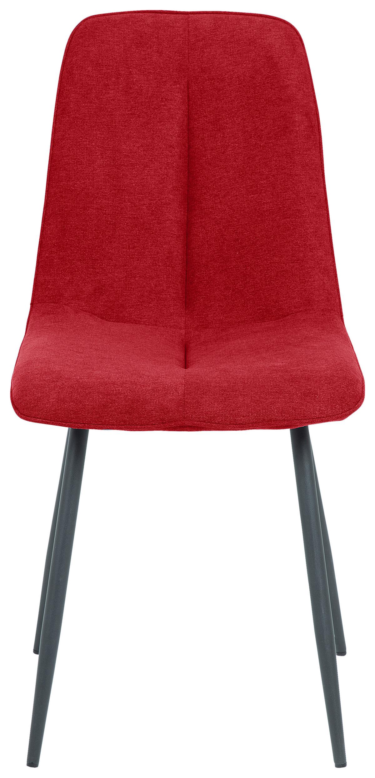 Esszimmerstuhl Lago Rot Echtholz Beine 2er-Set - Rot/Schwarz, MODERN, Holz/Textil (47/87/58cm) - P & B