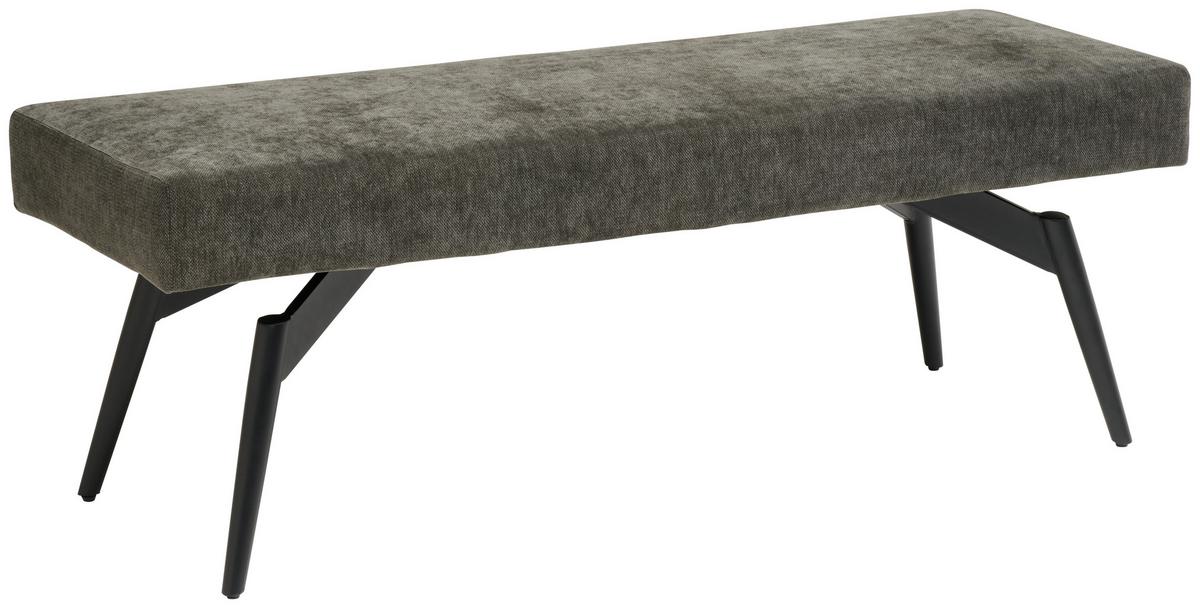 Sitzbank Tinos ohne Lehne Dunkelgrau, B: 140 cm - Dunkelgrau/Schwarz, KONVENTIONELL, Textil/Metall (140/49/47cm) - MID.YOU