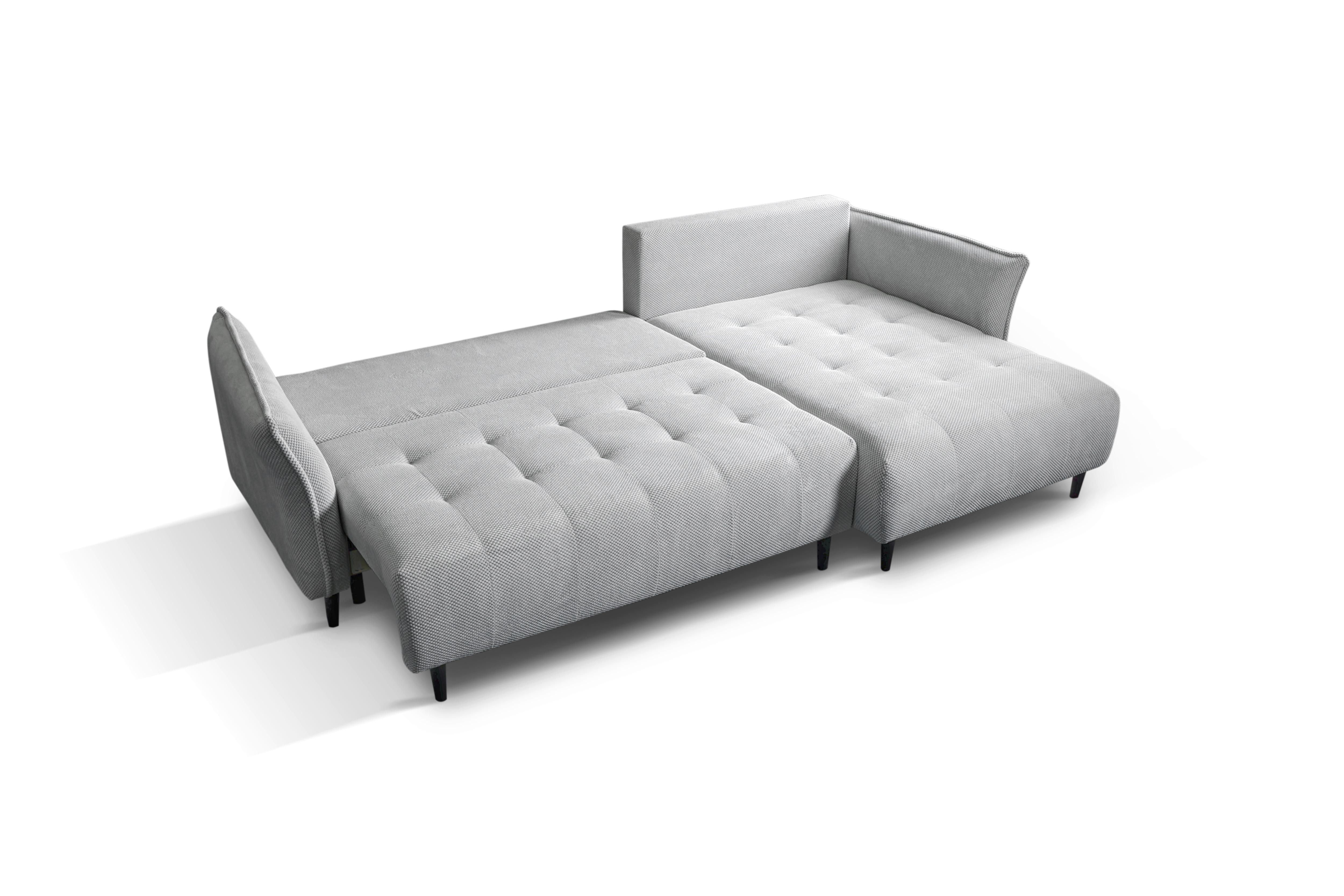 Ecksofa Monte Carlo Hellgrau S: 160x290 Cm - Schwarz/Grau, Trend, Holz/Holzwerkstoff (160/290cm)