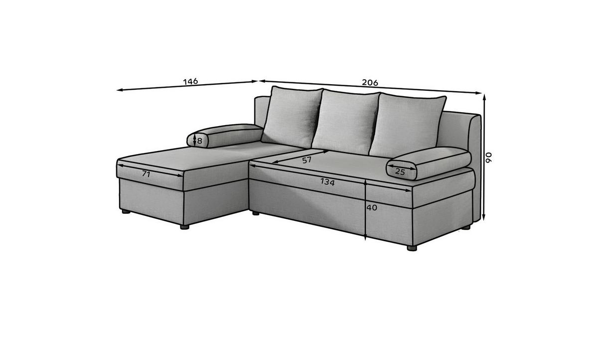 Ecksofa Gino Grau S: 201x143 Cm - Schwarz/Grau, Design, Textil (201/143cm) - MID.YOU