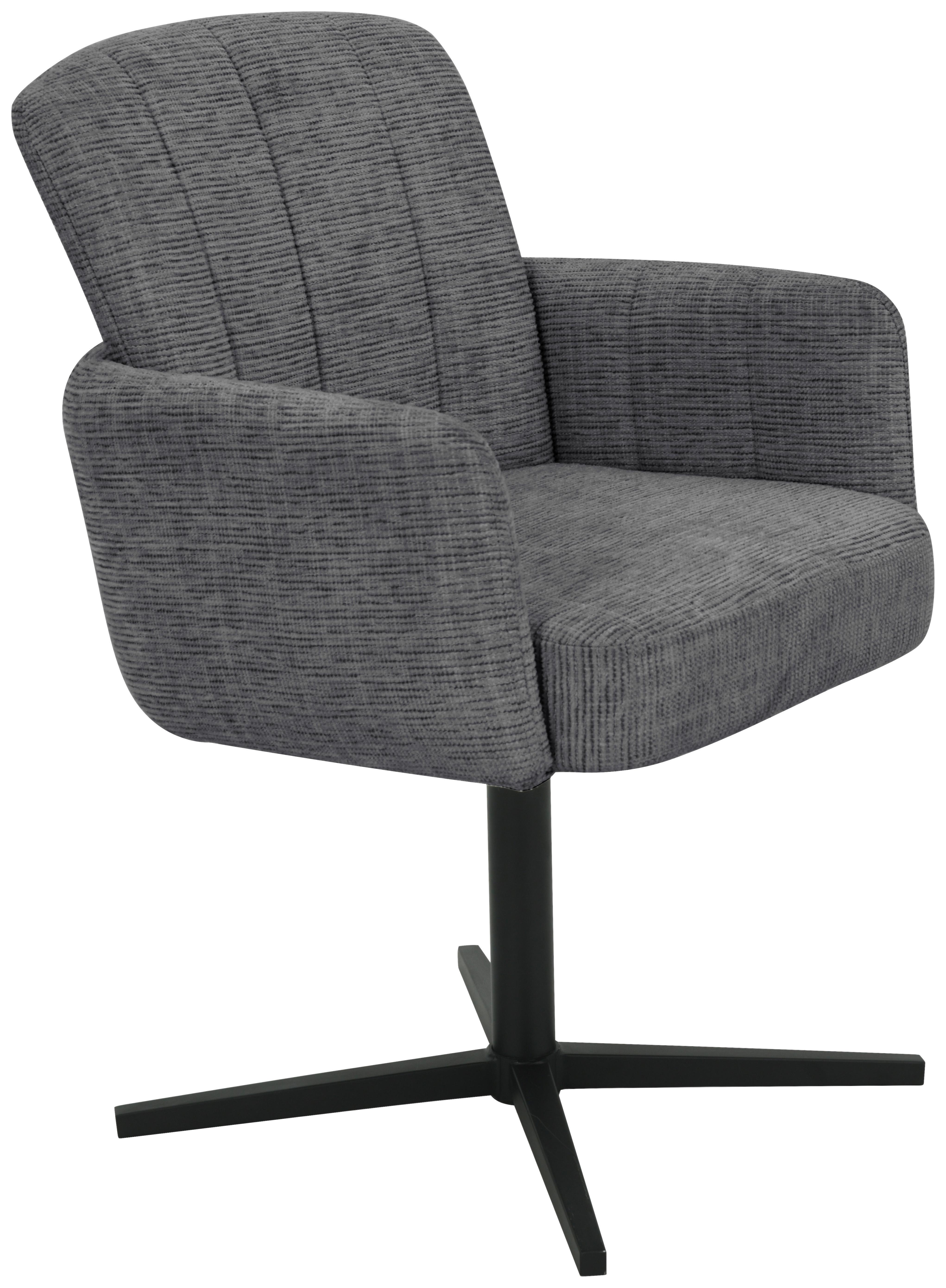 Armlehnstuhl Allison Leinenoptik Grau, B: 58 cm - Dunkelgrau/Schwarz, LIFESTYLE, Holz/Textil (58/86/64cm) - Livetastic