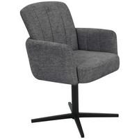 Armlehnstuhl Allison Leinenoptik Grau, B: 58 cm - Dunkelgrau/Schwarz, LIFESTYLE, Holz/Textil (58/86/64cm) - Livetastic