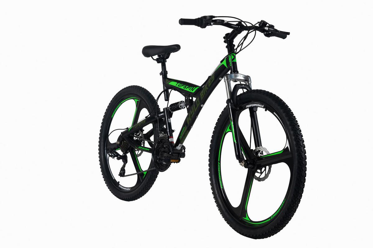 Mountainbike 26'' WYLD Topspin schwarz/grün - Schwarz, Basics, Metall