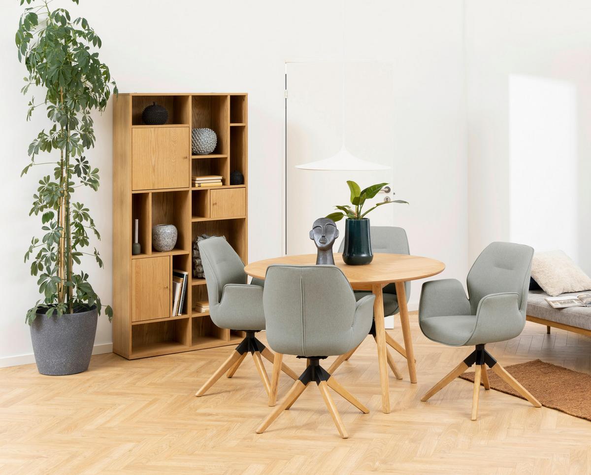 Regál RANGOON dyha - přírodní barvy, Design, dřevo (90/180/30cm) - MID.YOU