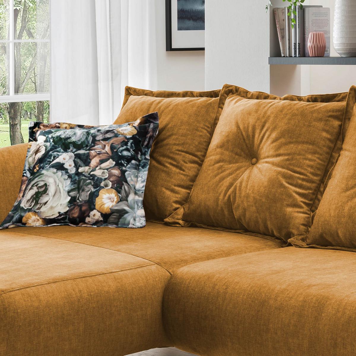 Ecksofa Baggio Gelb S: 162/277 cm - Gelb/Buchefarben, MODERN, Holz/Textil (162/277cm) - Livetastic