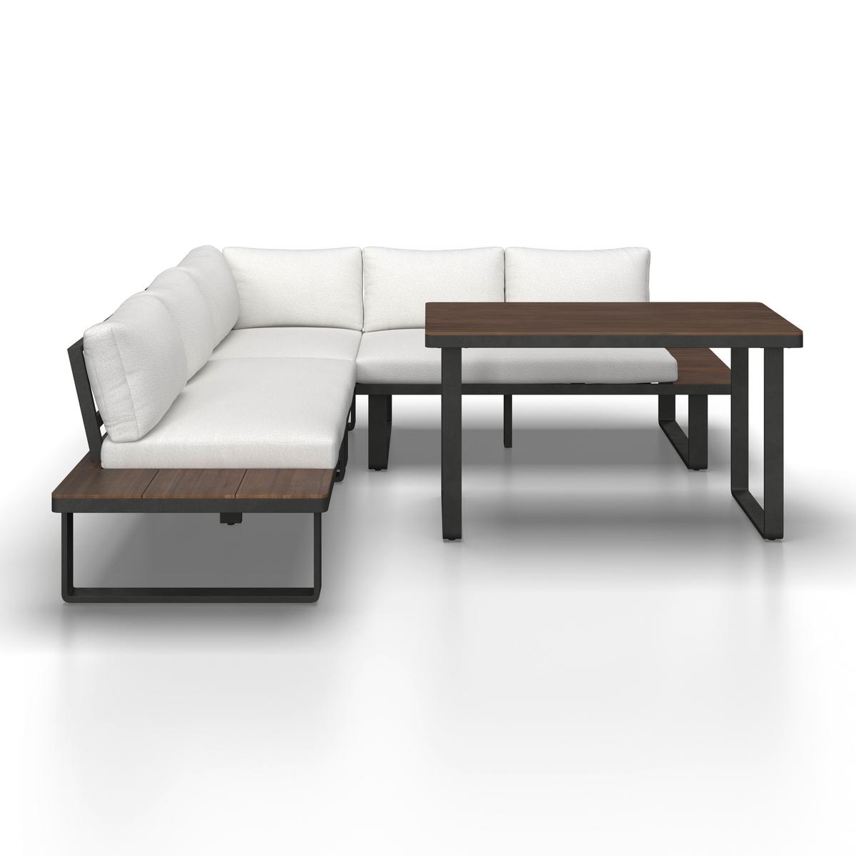 JEDÁLENSKÁ TERASOVÁ SÚPRAVA GIANNA - čierna/krémová, Modern, kov/drevo (221/71/76cm) - Bessagi Garden