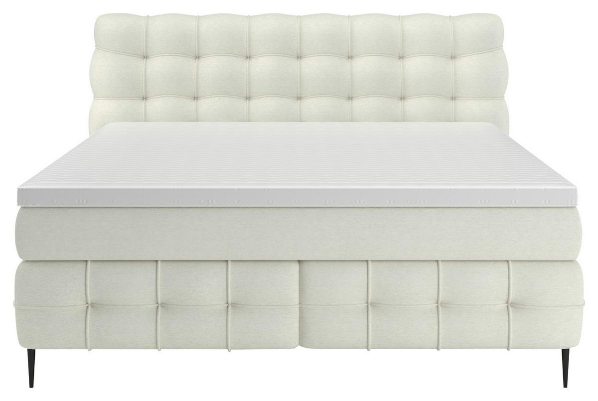 Boxspring- Ágy Scarlett 160/200cm - krémszínű, Konventionell, faalapú anyag/textil (160/200cm)