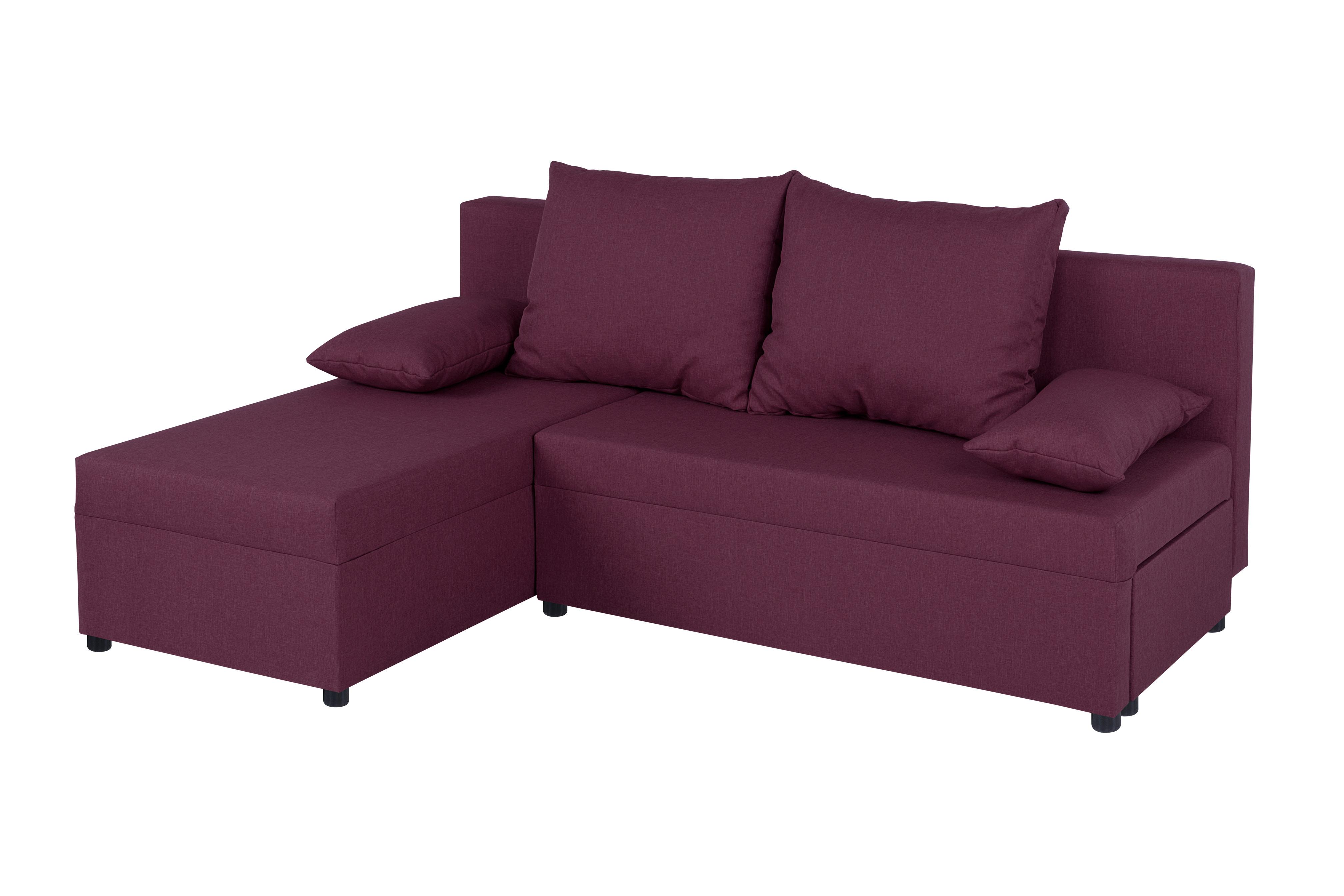 Rohová sedačka JON,fialová, oboustranná,lůžko,úl.prostor - černá/fialová, Design, kompozitní dřevo/textil (195/147cm) - P & B