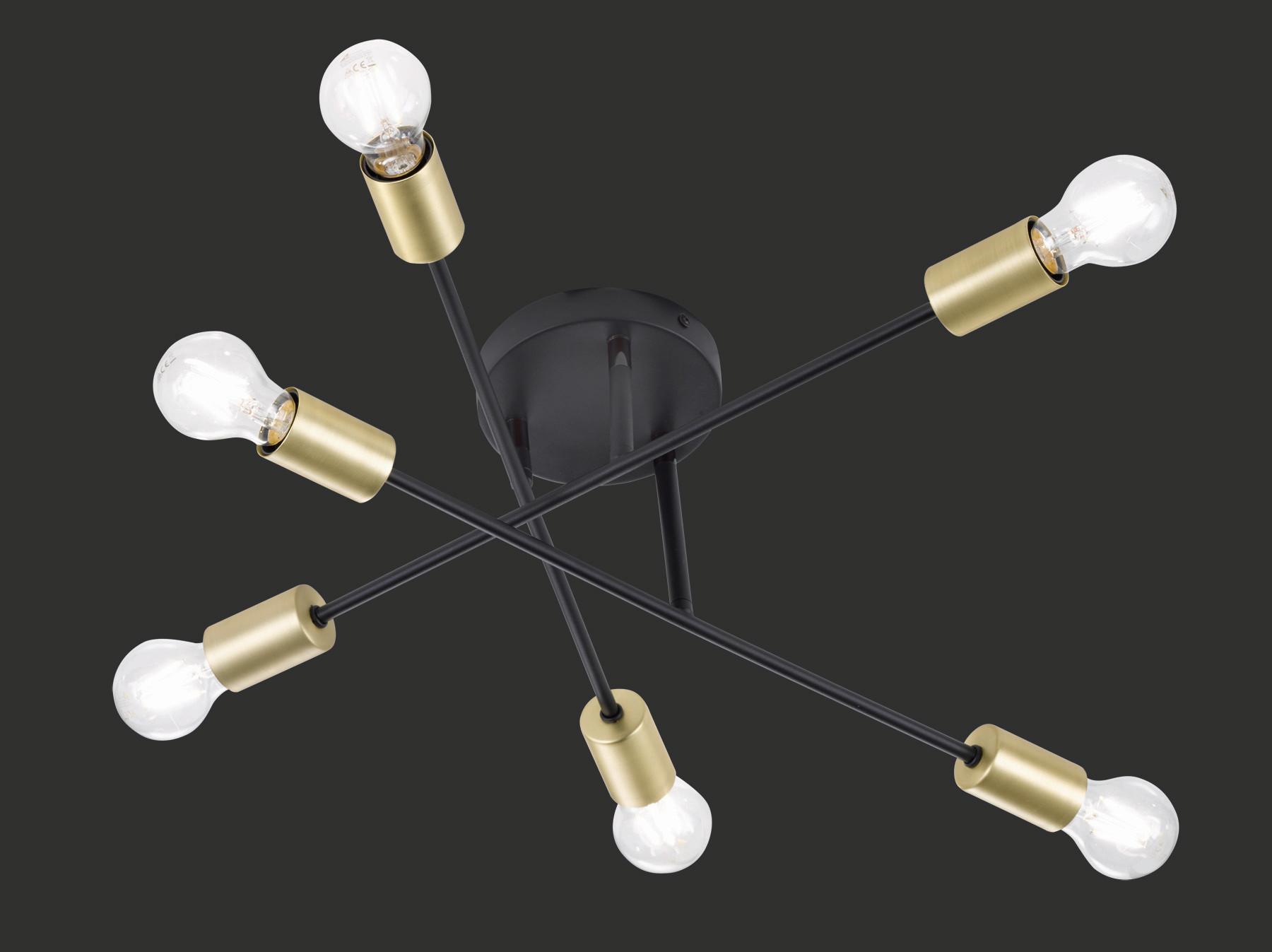 Deckenleuchte Cross Ø 56,6 Cm 6-Flammig Schwenkbar - Schwarz, Design, Metall (56,6/19,1cm) - Trio Leuchten