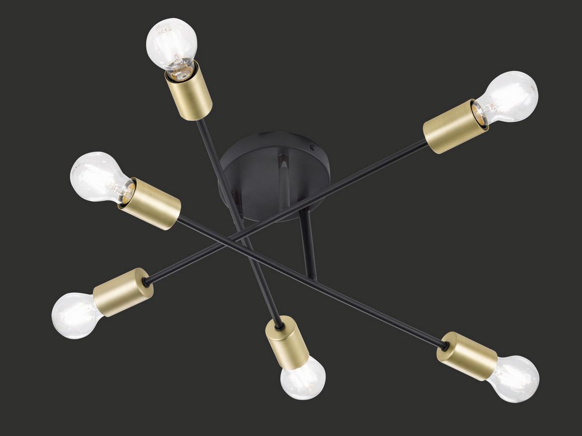 Deckenleuchte Cross Ø 56,6 Cm 6-Flammig Schwenkbar - Schwarz, Design, Metall (56,6/19,1cm) - Trio Leuchten