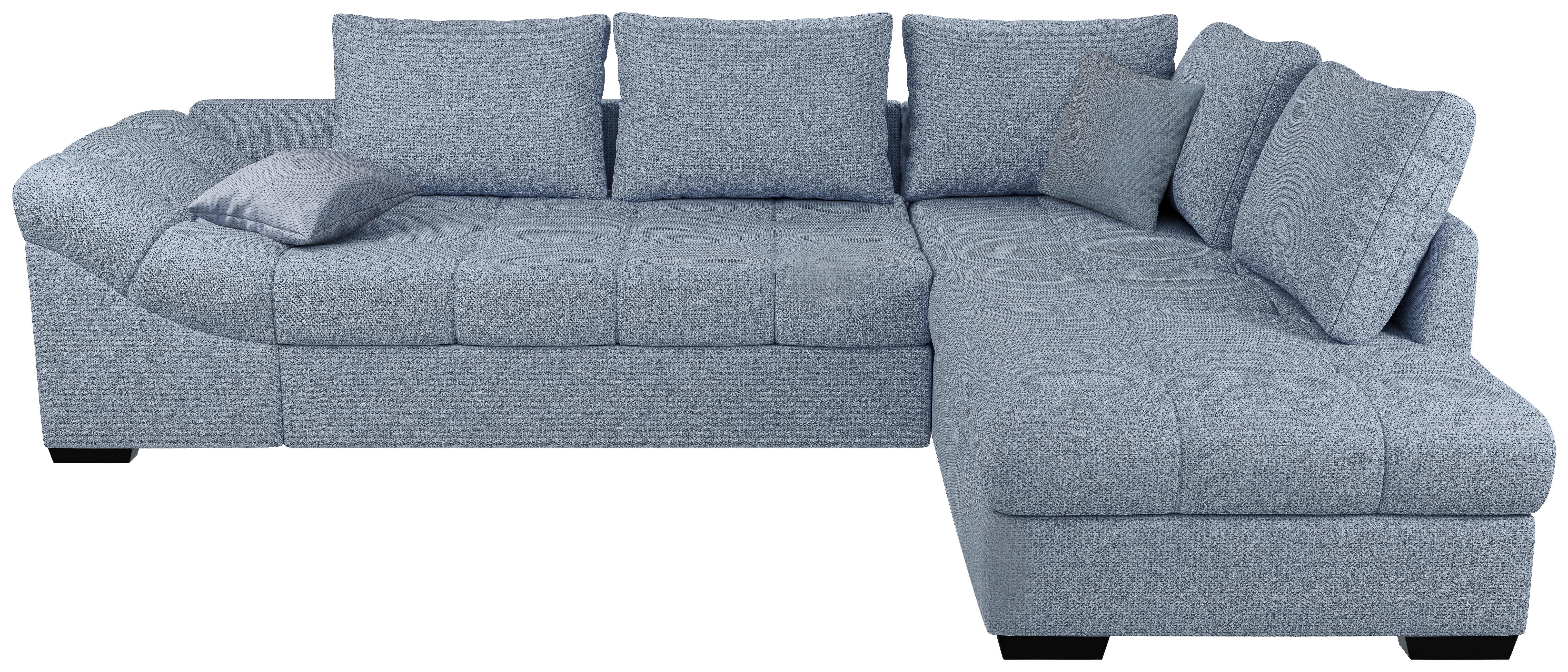 Eckschlafsofa Alvito Hellblau S: 298x202 Cm - Schwarz/Hellblau, MODERN, Textil (298/202cm) - MID.YOU