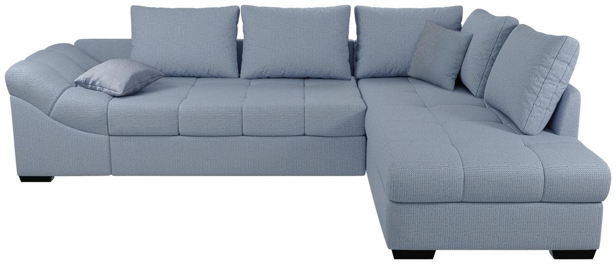 Eckschlafsofa Alvito Hellblau S: 298x202 Cm - Schwarz/Hellblau, MODERN, Textil (298/202cm) - MID.YOU