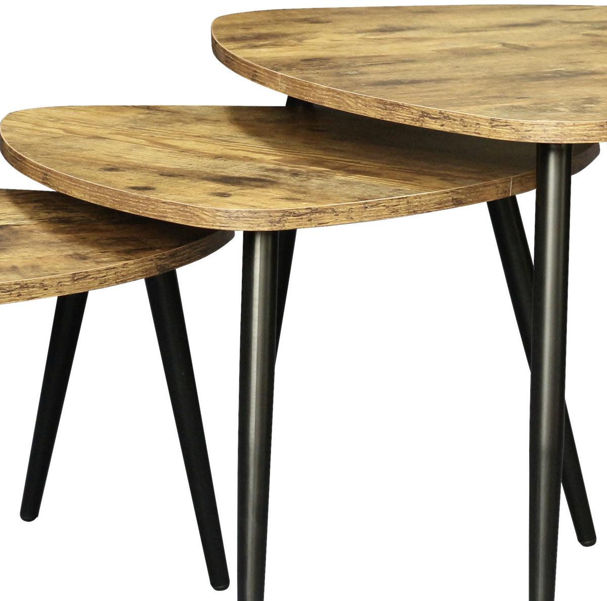 Couchtisch 3er Set Rocky, Naturfarben/schwarz - Schwarz/Naturfarben, MODERN, Holzwerkstoff/Metall (62/48/34,5/41/35/30cm) - Luca Bessoni