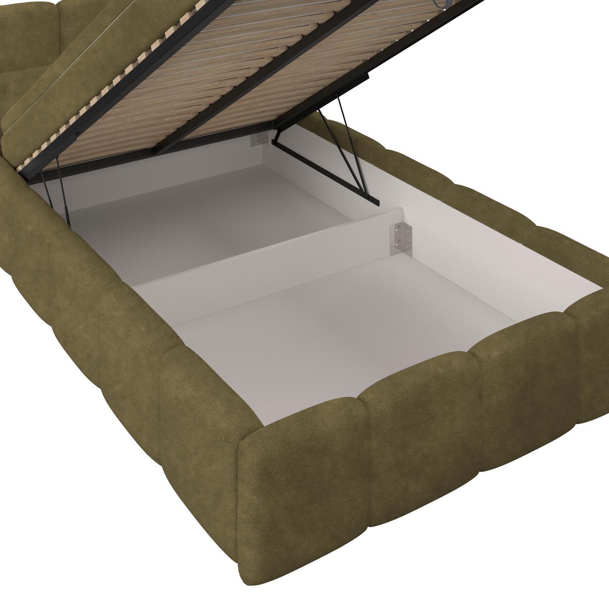 Polsterbett Noe Grün 120x200 cm - Schwarz/Weiß, Trend, Textil/Metall (120/200cm)